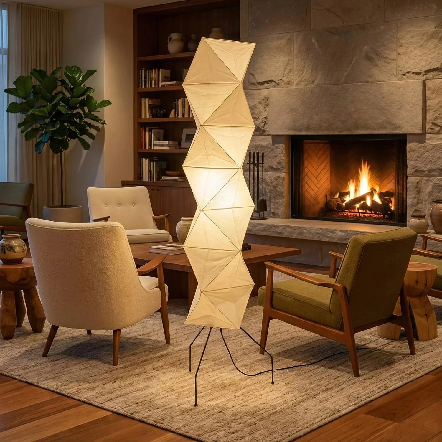 Origami Paper Floor Lamp 74" Rhombus Japanese Style E26 Light - Image 15