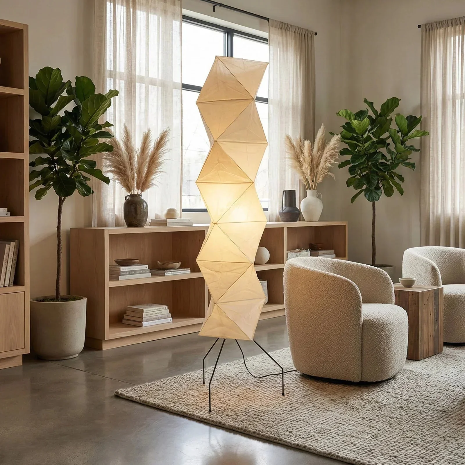 Origami Paper Floor Lamp 74" Rhombus Japanese Style E26 Light - Image 18