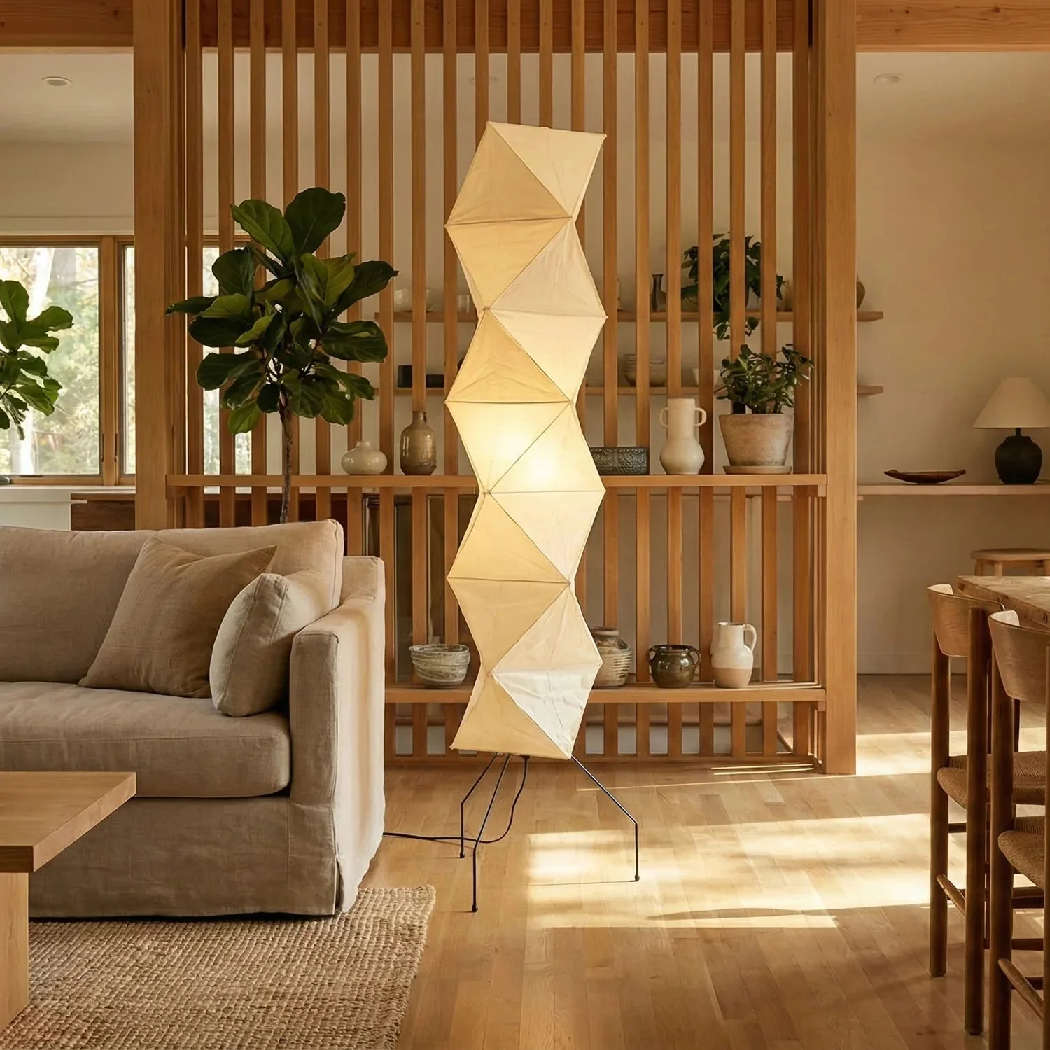 Origami Paper Floor Lamp 74" Rhombus Japanese Style E26 Light - Image 3