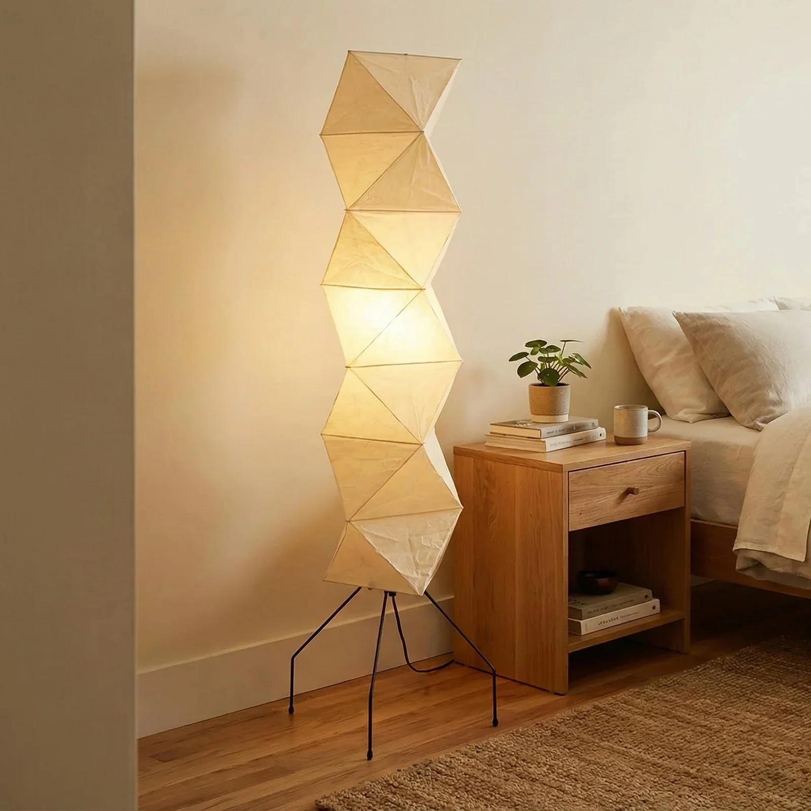 Origami Paper Floor Lamp 74" Rhombus Japanese Style E26 Light - Image 6