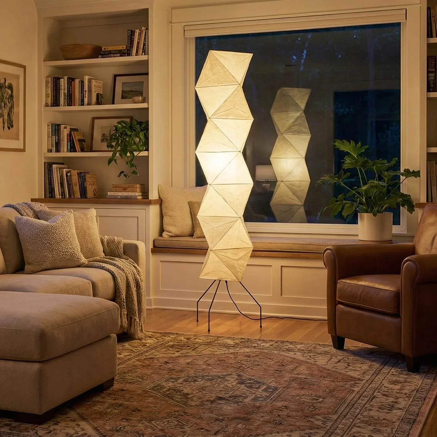 Origami Paper Floor Lamp 74" Rhombus Japanese Style E26 Light - Image 7