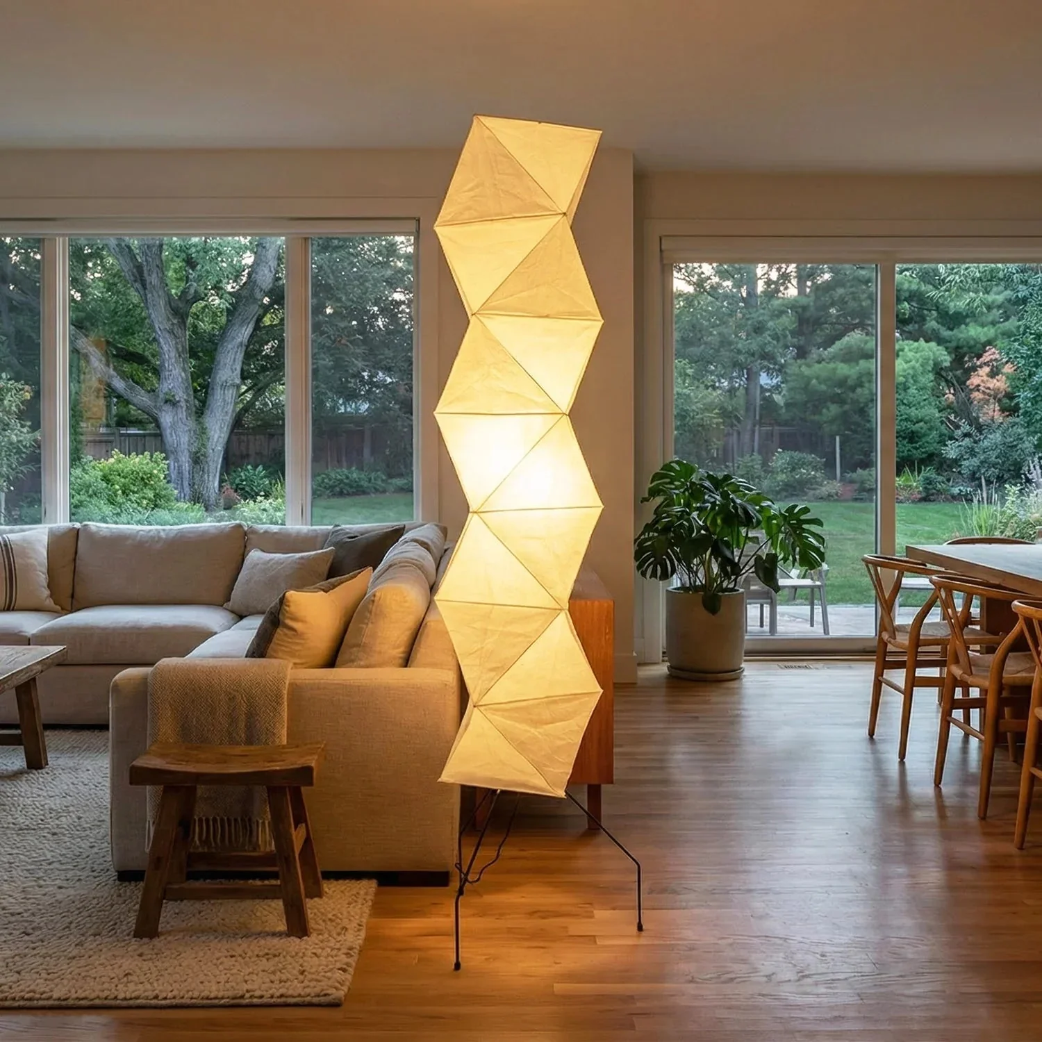 Origami Paper Floor Lamp 74" Rhombus Japanese Style E26 Light - Image 8