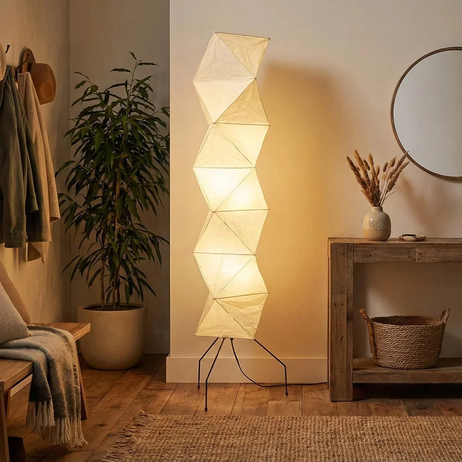 Origami Paper Floor Lamp 74" Rhombus Japanese Style E26 Light - Image 9