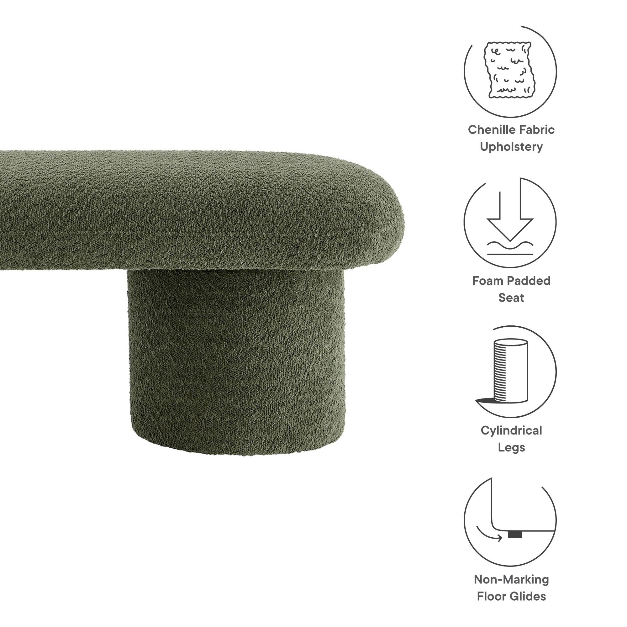 Orla Chenille Upholstered Bench by Modway - Image 2