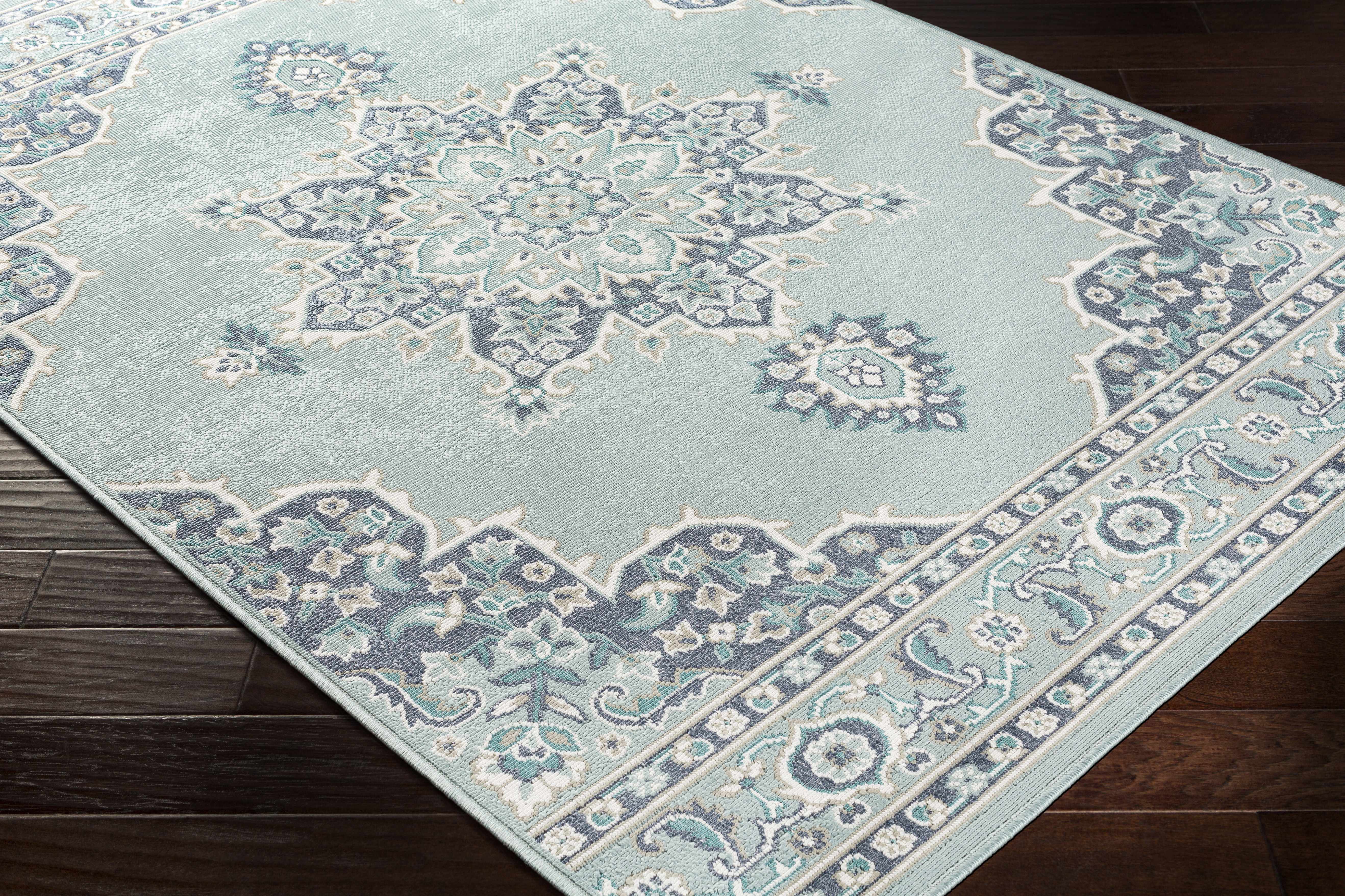Orla Pale Blue Medallion Area Rug - Clearance - Image 10