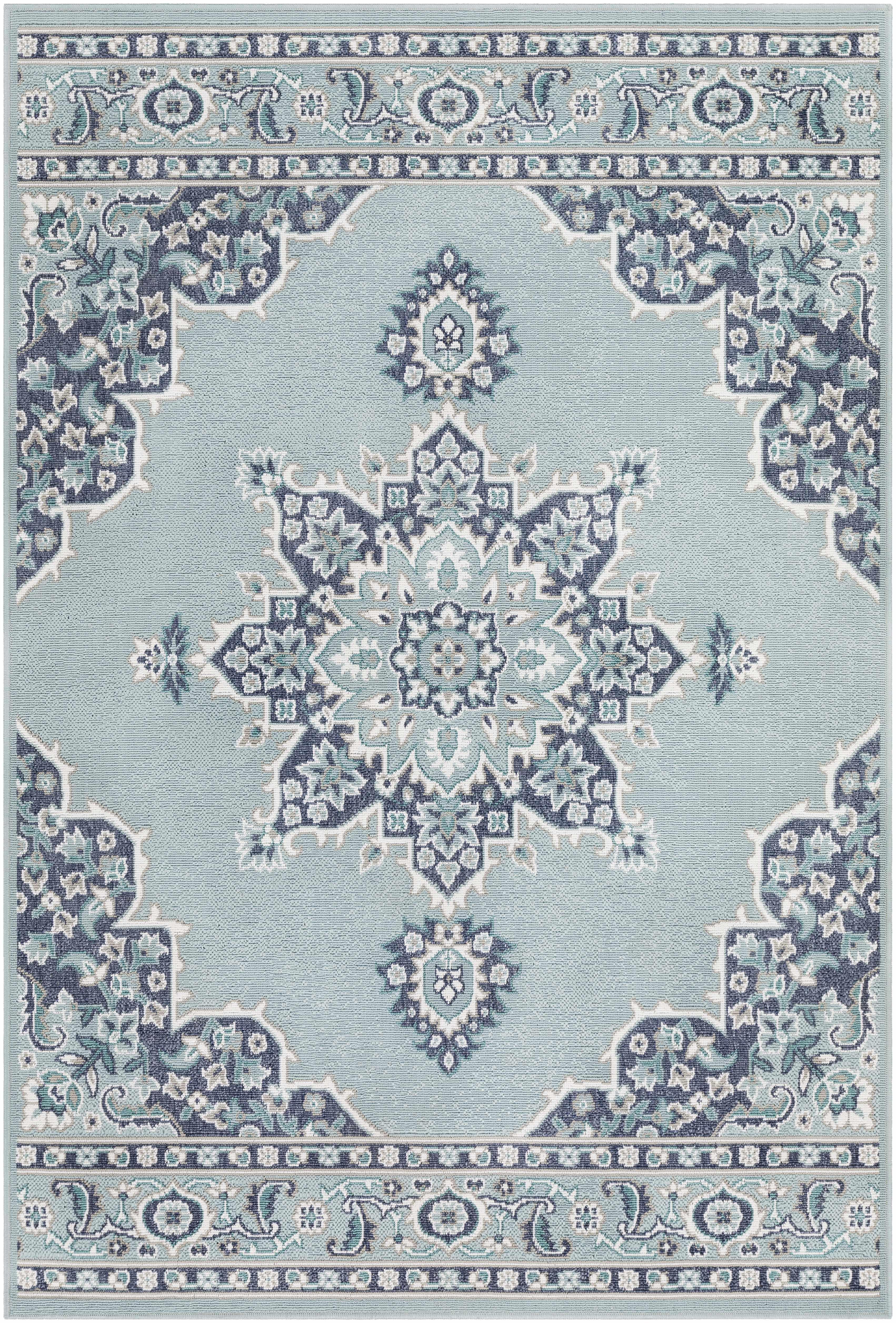 Orla Pale Blue Medallion Area Rug - Clearance - Image 12