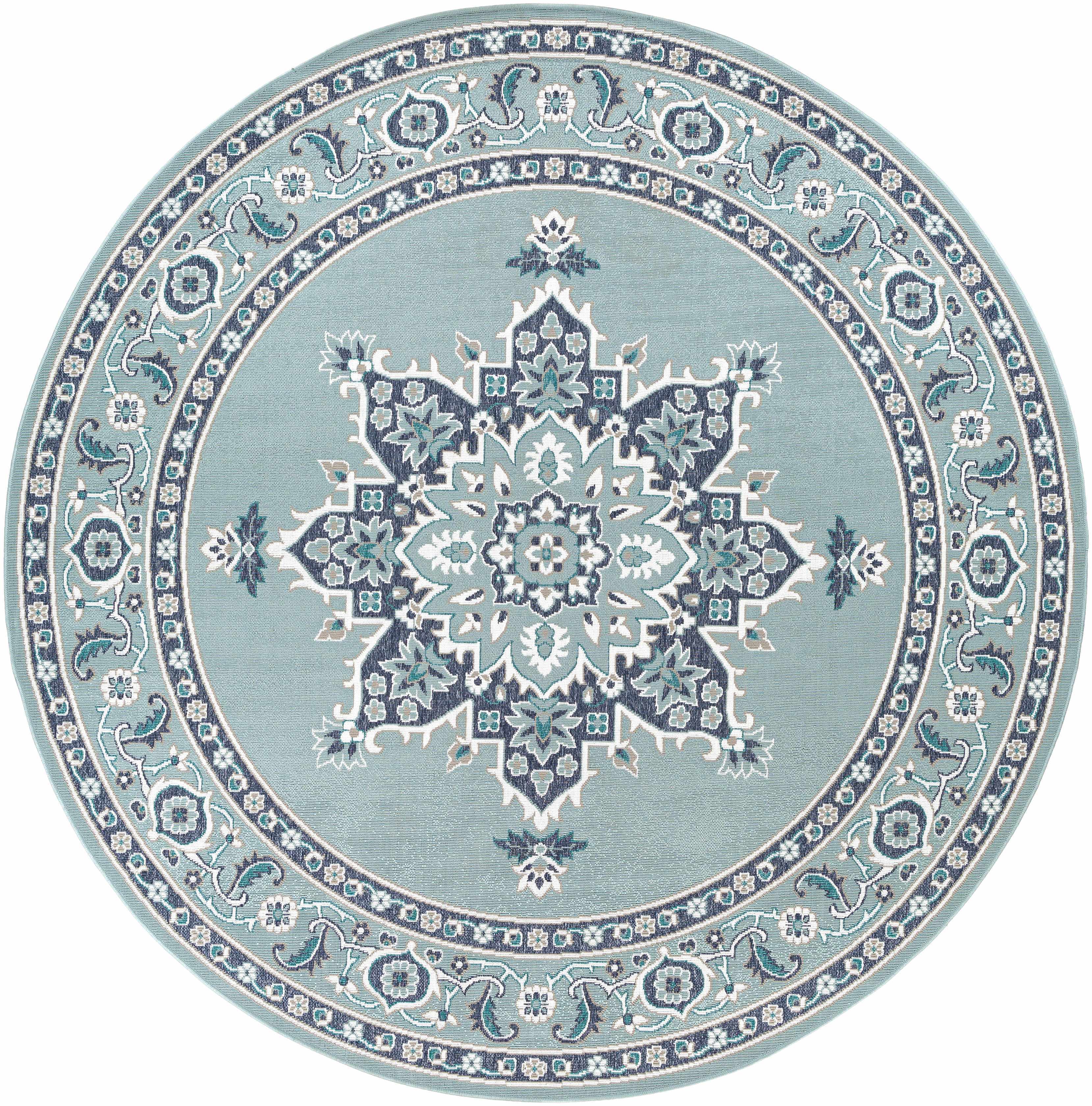 Orla Pale Blue Medallion Area Rug - Clearance - Image 13