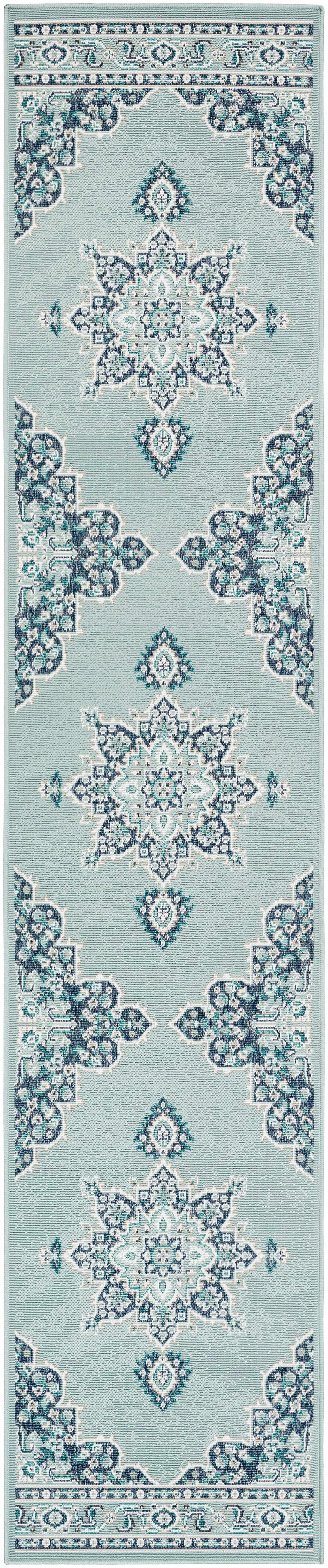Orla Pale Blue Medallion Area Rug - Clearance - Image 14