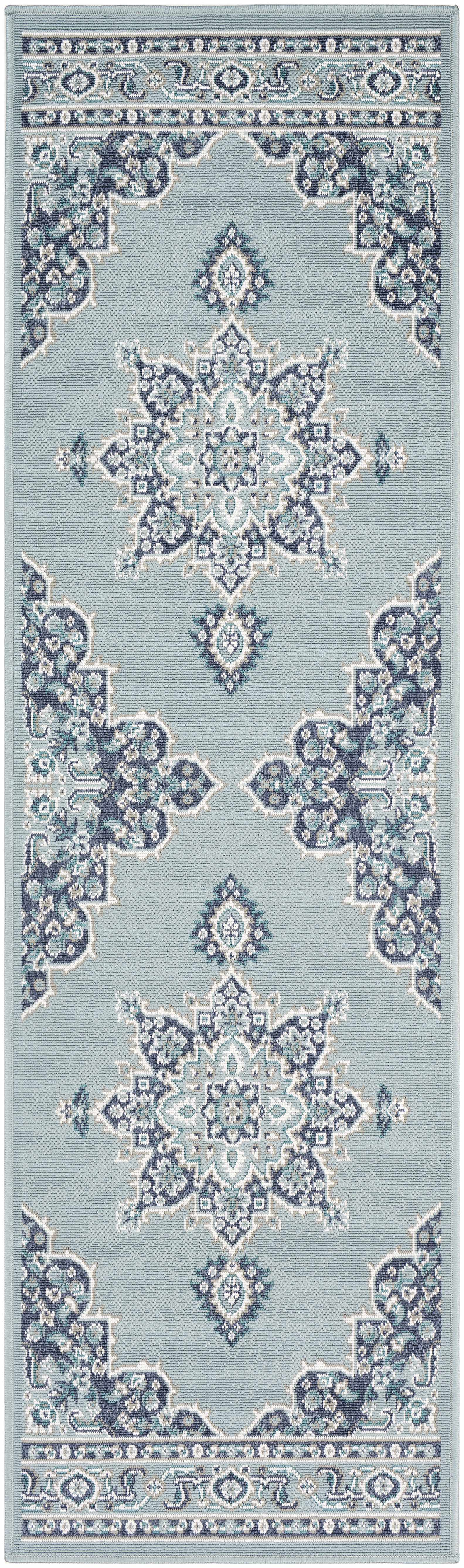 Orla Pale Blue Medallion Area Rug - Clearance - Image 3