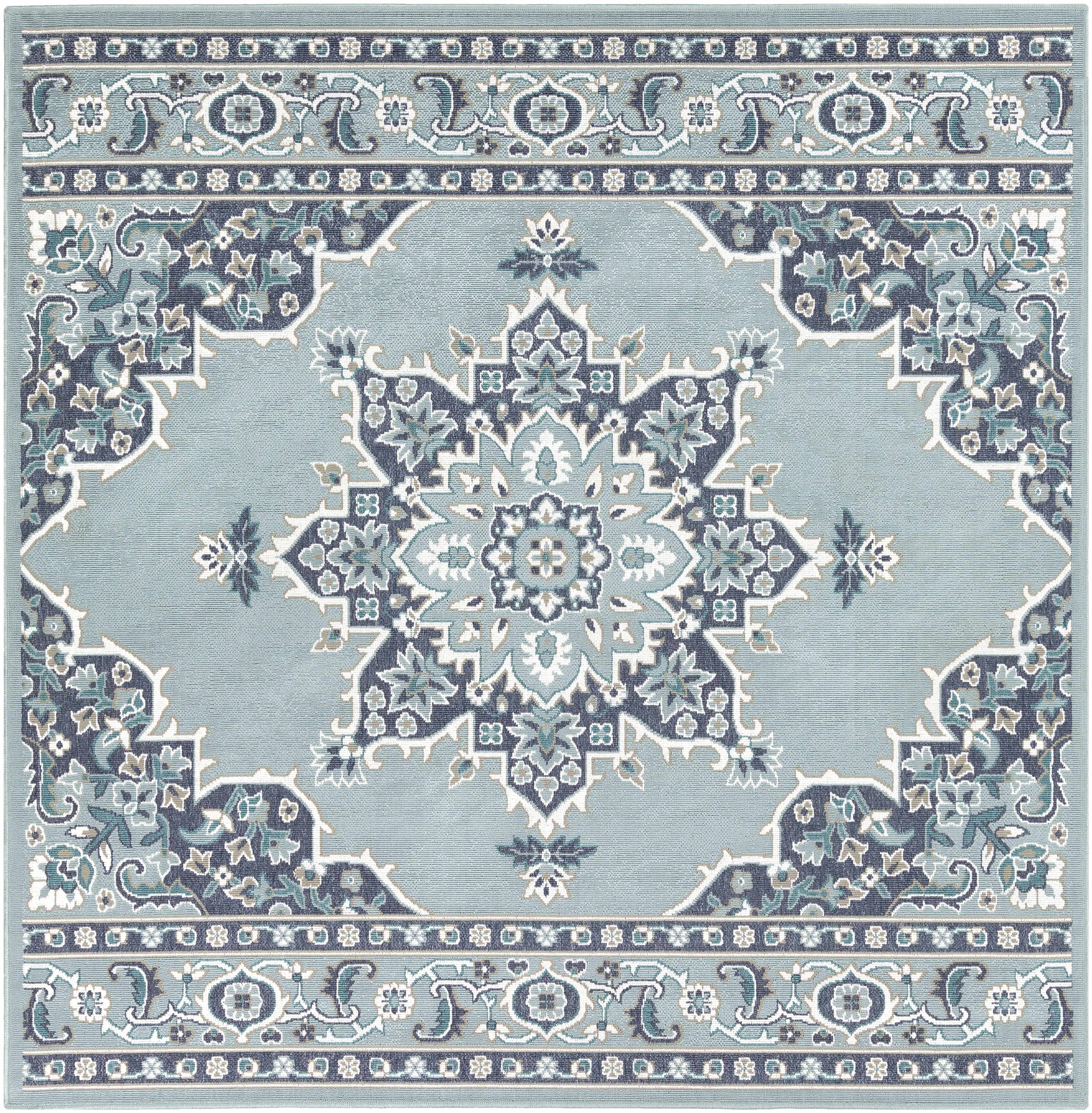 Orla Pale Blue Medallion Area Rug - Clearance - Image 4