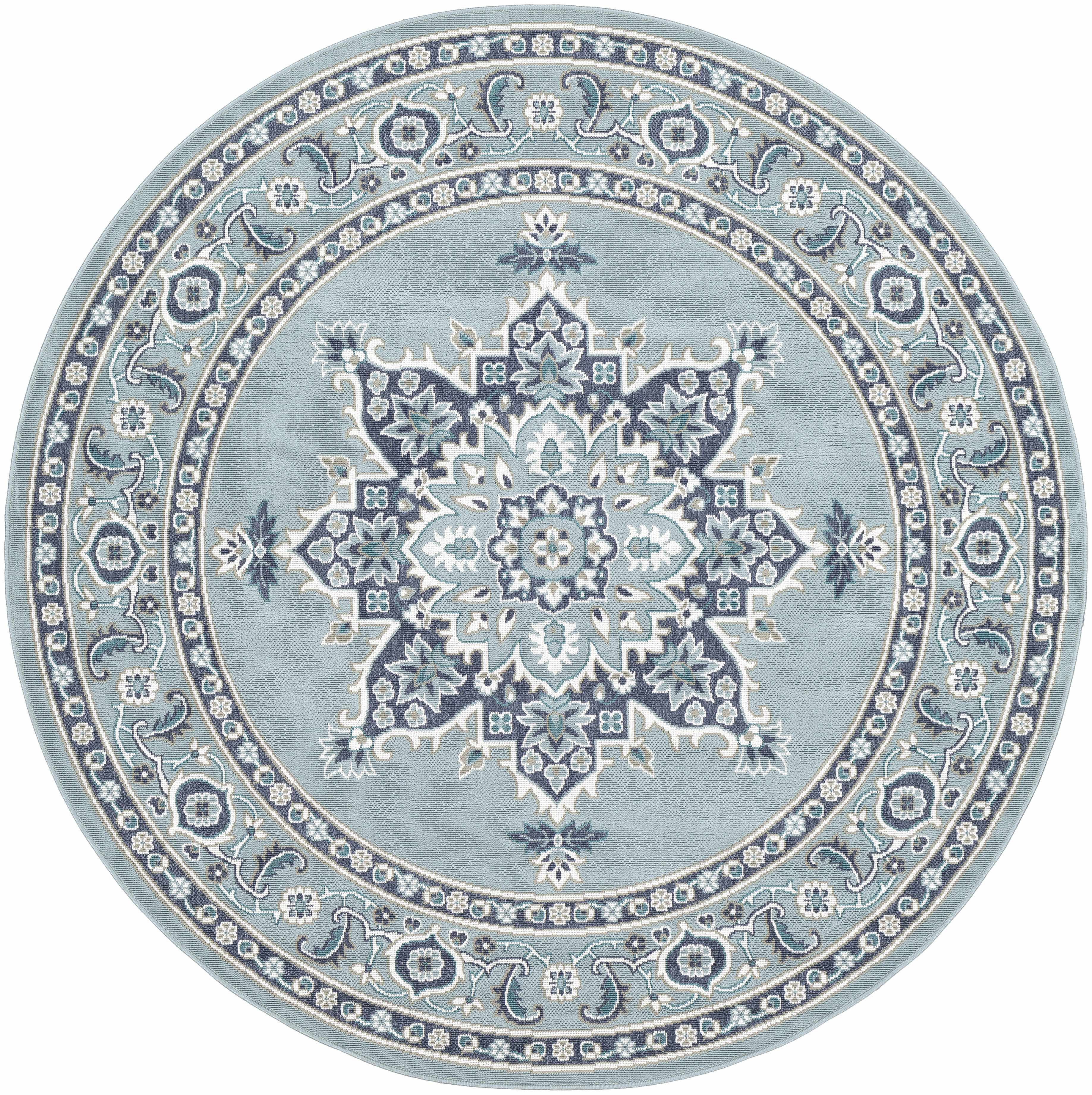 Orla Pale Blue Medallion Area Rug - Clearance - Image 5