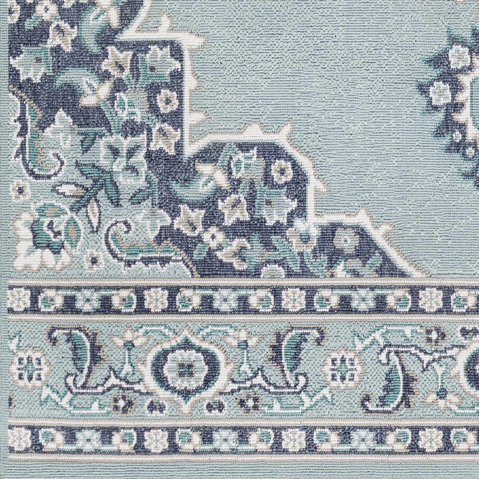 Orla Pale Blue Medallion Area Rug - Clearance - Image 7