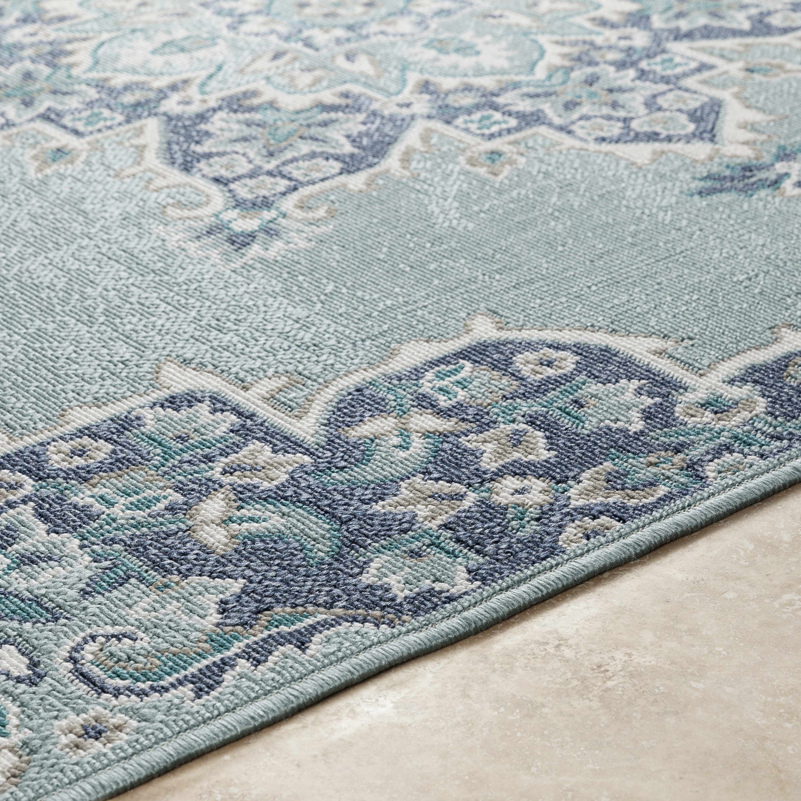 Orla Pale Blue Medallion Area Rug - Clearance - Image 8