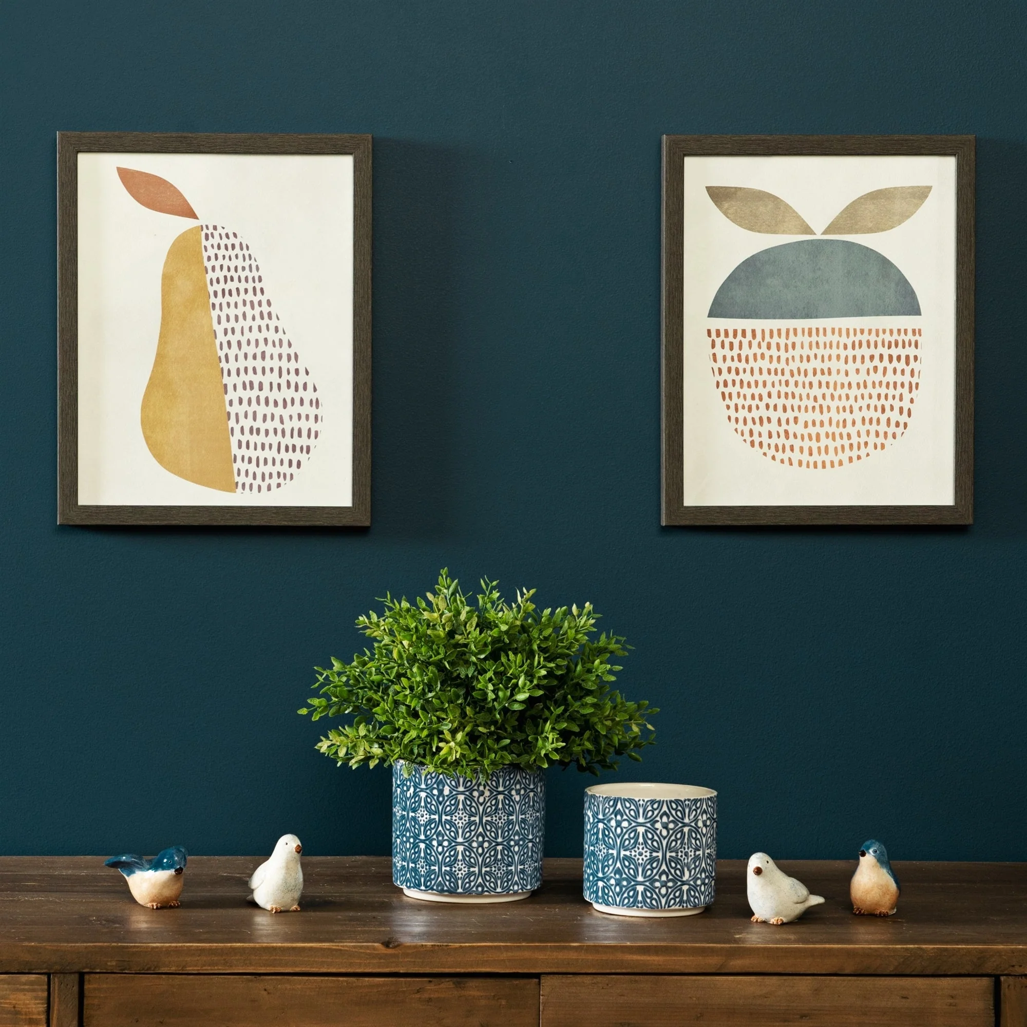 Ornamental Blue and White Ceramic Pot (Set of 2) - Image 3