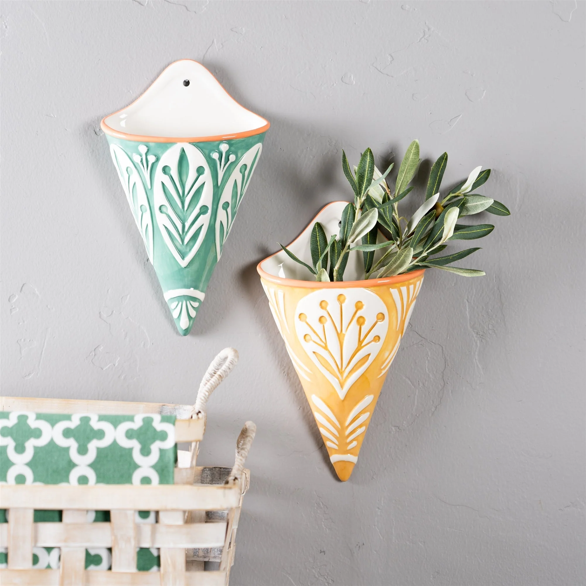 Ornamental Ceramic Wall Pocket (Set of 2) - Image 4