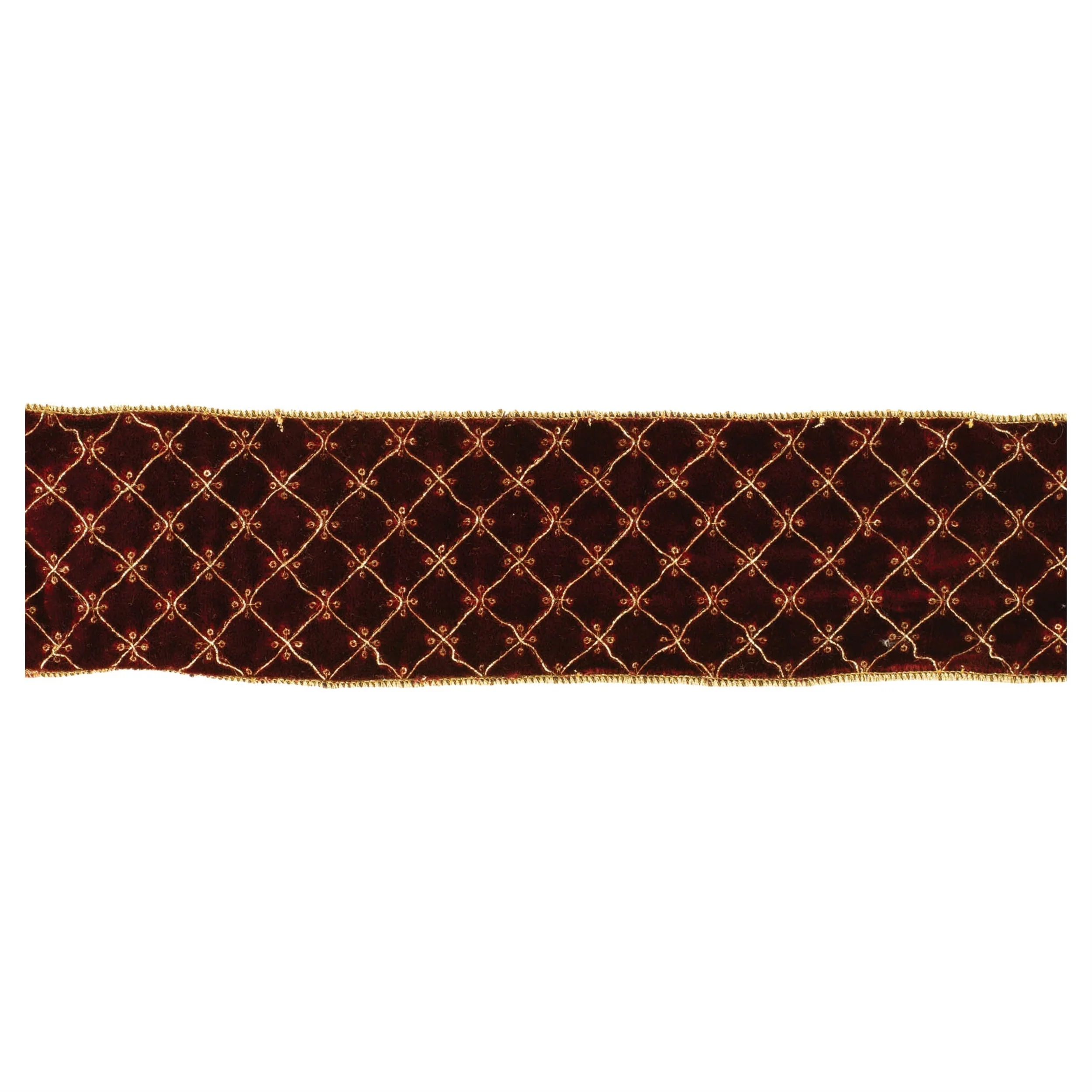 Ornate Diamond Pattern Wired Ribbon (Set of 2) - Image 2