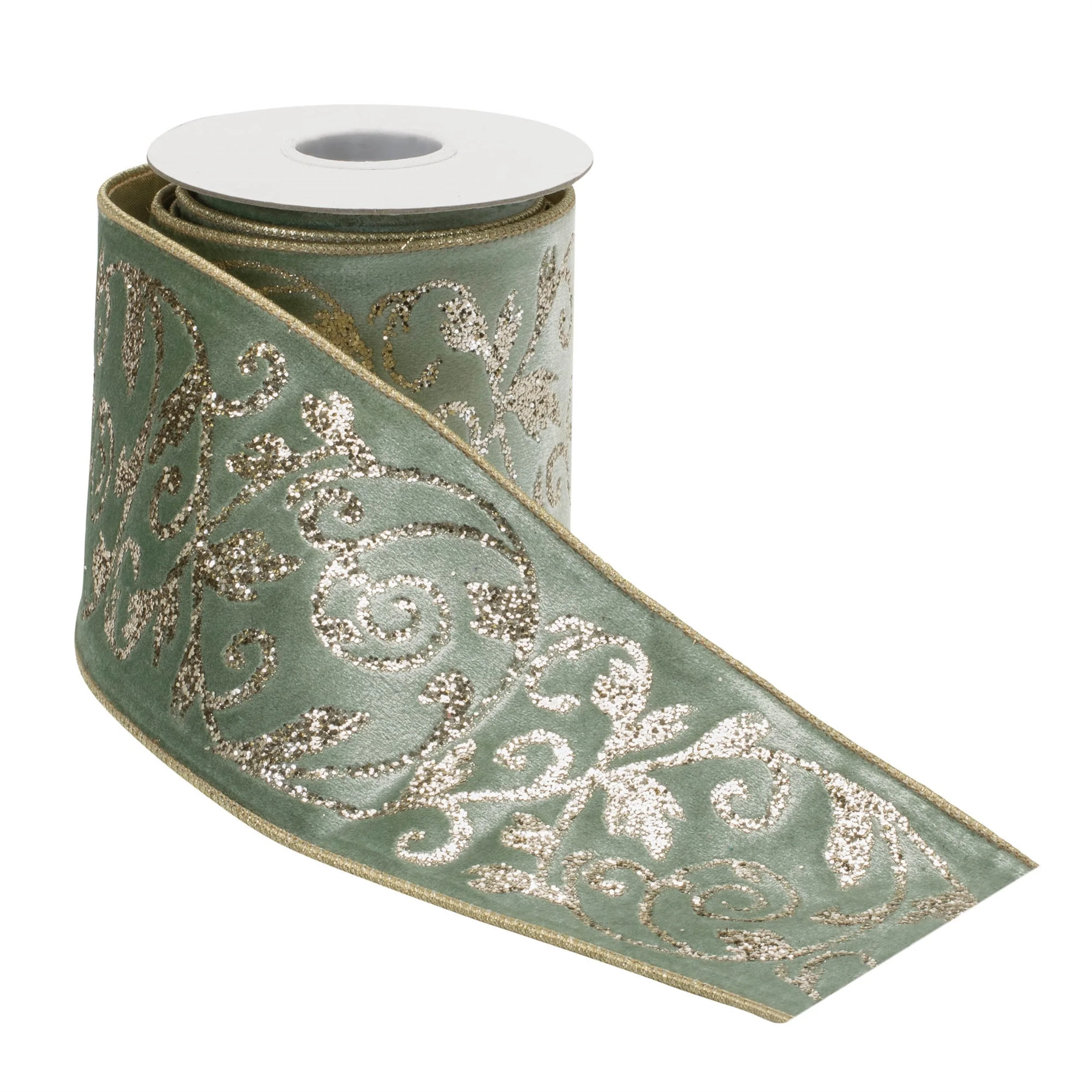Ornate Glittered Wired Ribbon 4" x 5 Yds. - Image 2