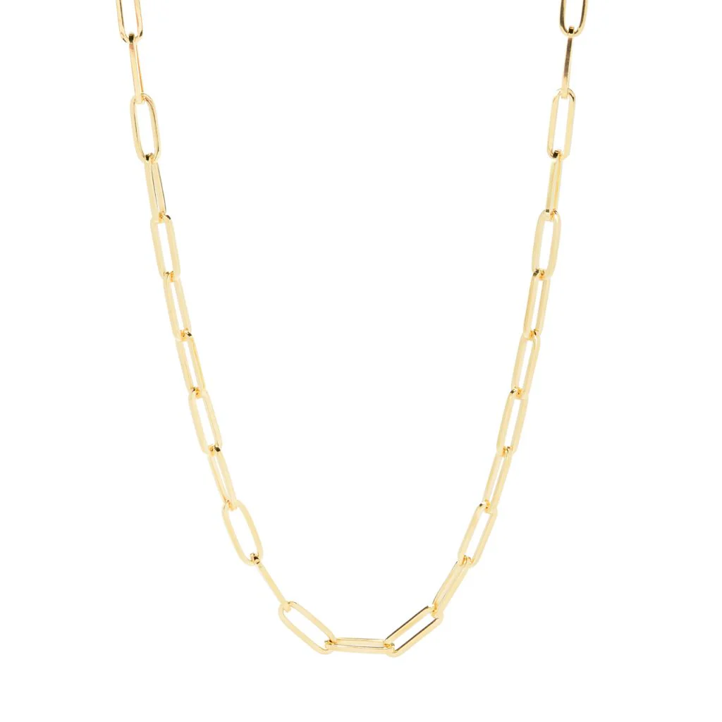 OroMio 14K Gold & Sterling Silver Tubing Choice of Length Paperclip Link Necklace