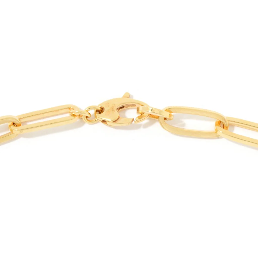 OroMio 14K Gold & Sterling Silver Tubing Choice of Length Paperclip Link Necklace - Image 2