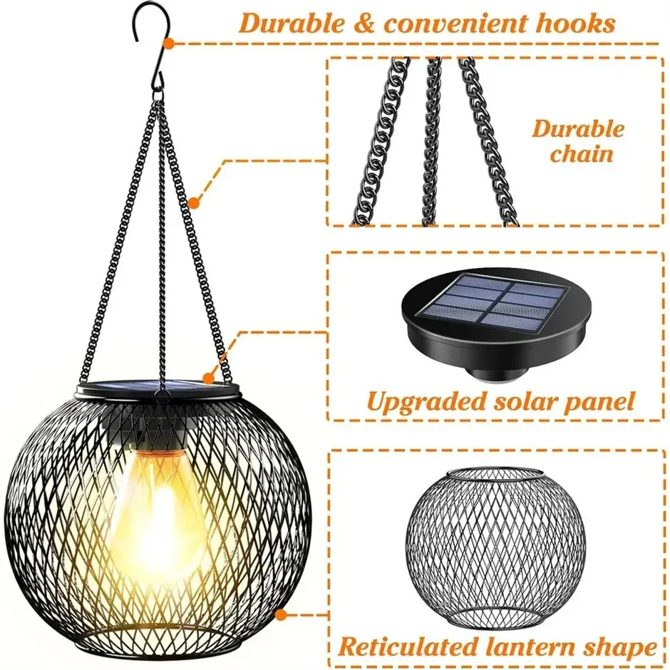 Ortiny Solar Lantern Outdoor – Waterproof Hanging Decorative Lights for Garden - Image 9