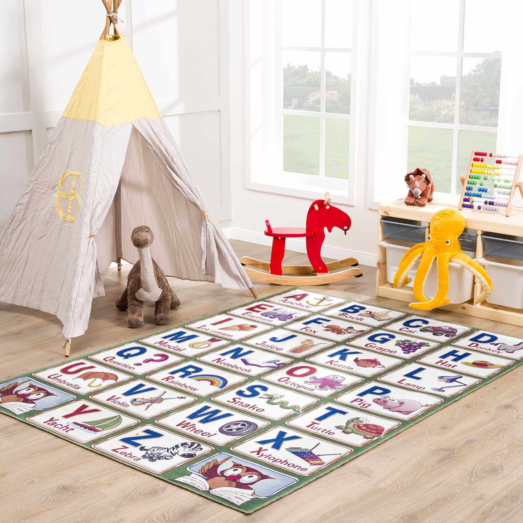 Osric Colorful Alphabet Washable Kids Rug - Clearance - Image 2
