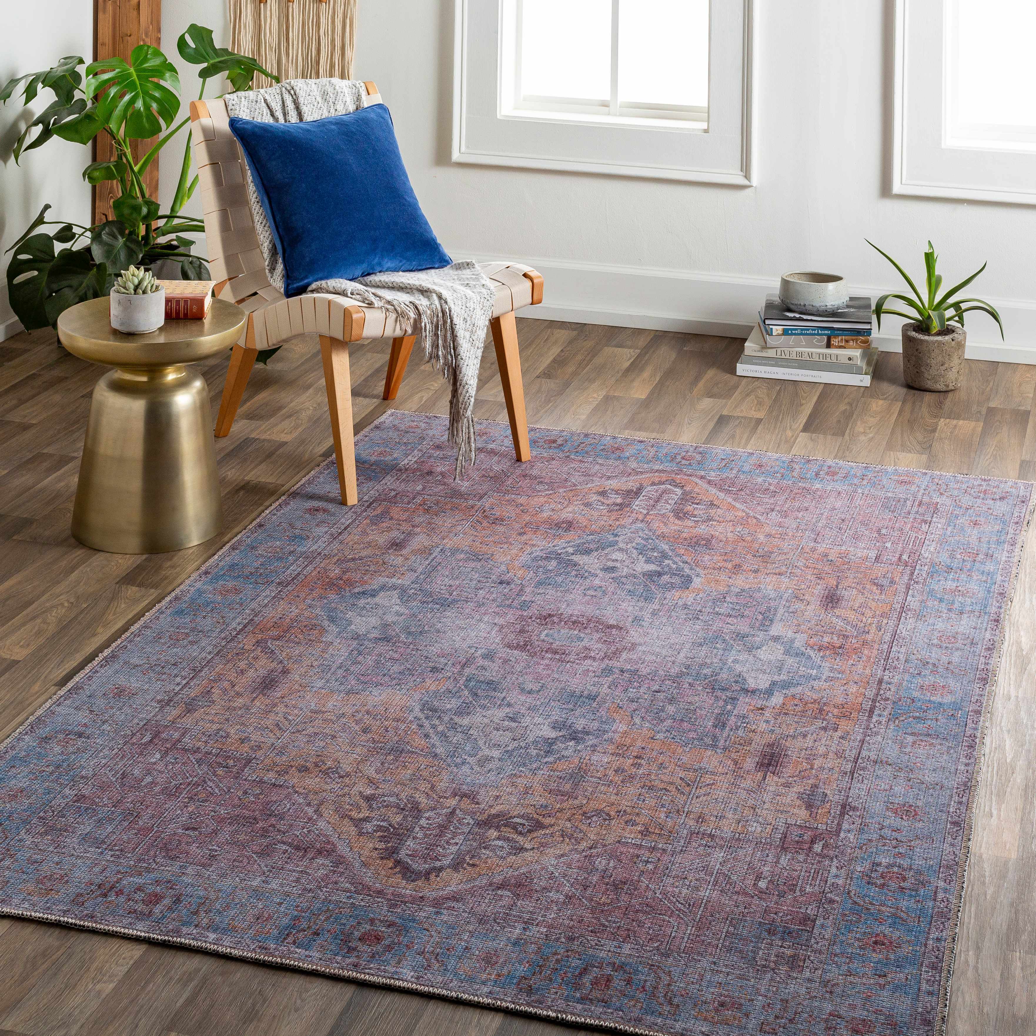 Otaki Purple & Brown Washable Area Rug - Clearance - Image 2
