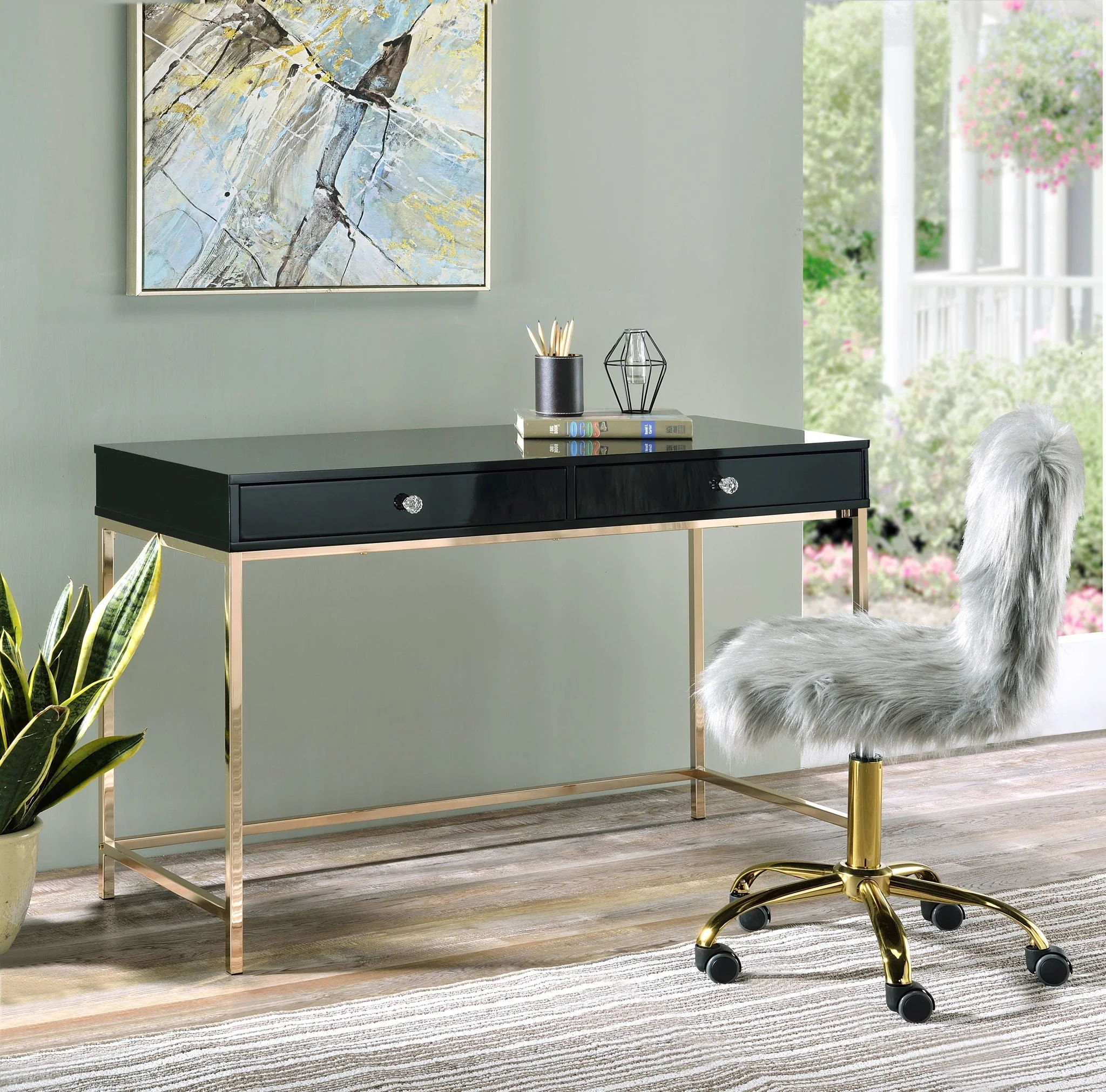 Ottey - High Gloss Writing Desk - Image 2