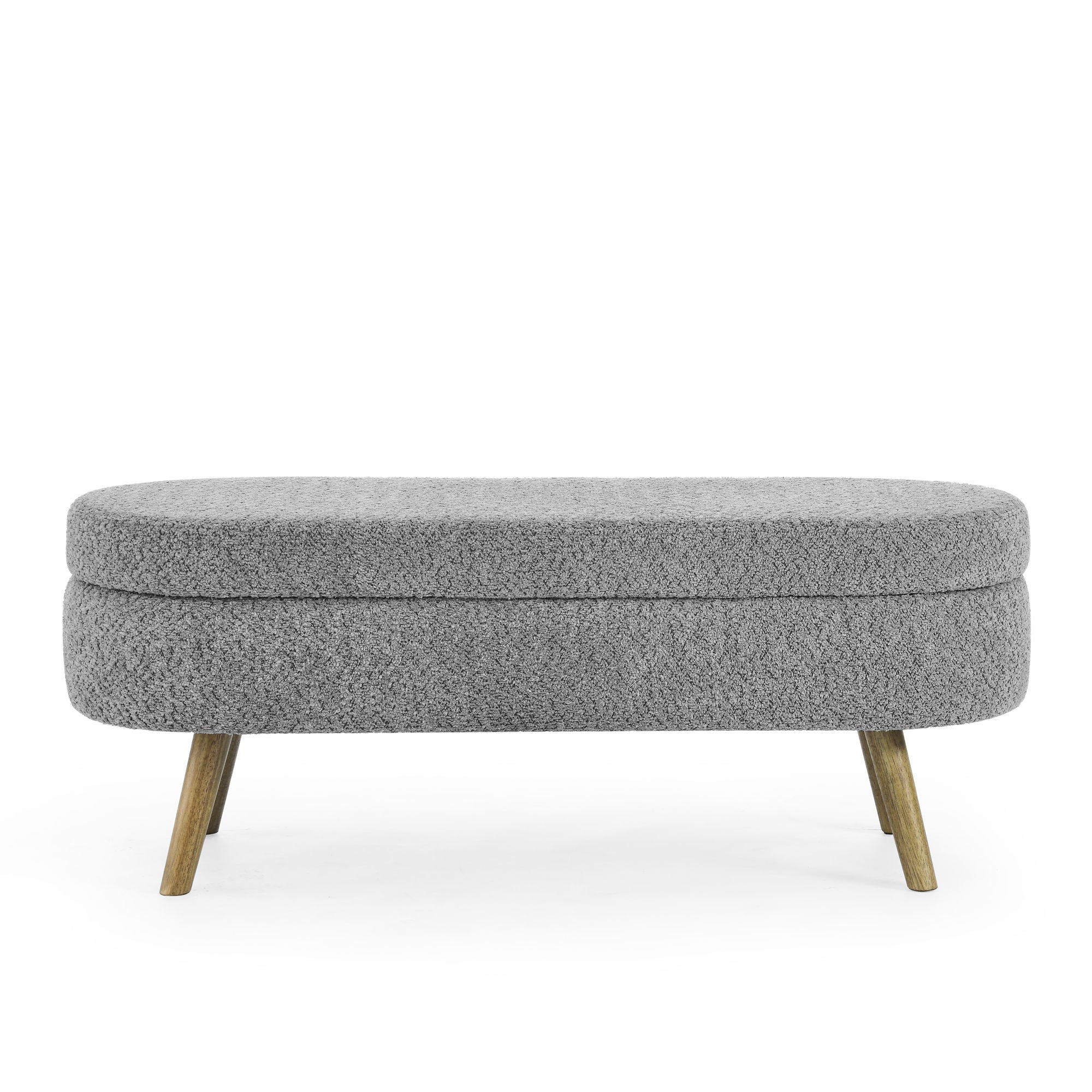 Ottoman Oval Storage Bench With Rubber Wood Legs - Image 11