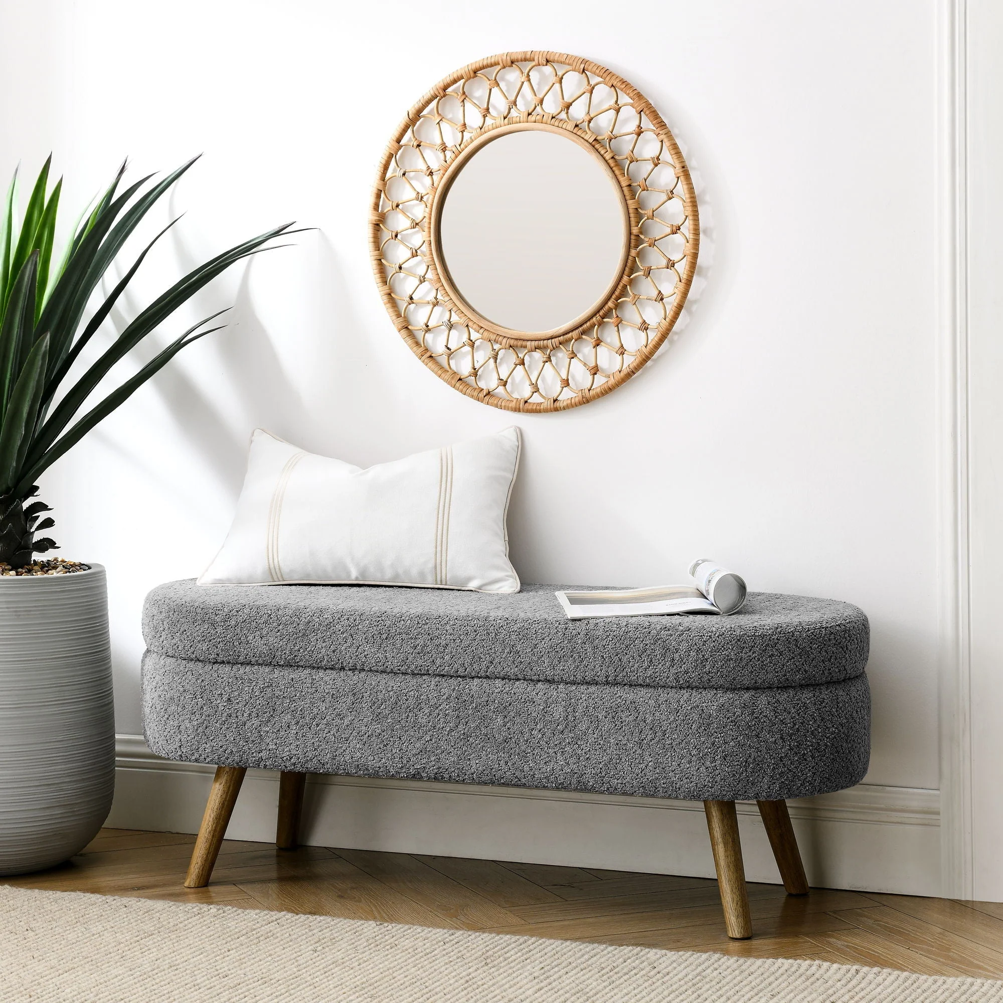 Ottoman Oval Storage Bench With Rubber Wood Legs - Image 12