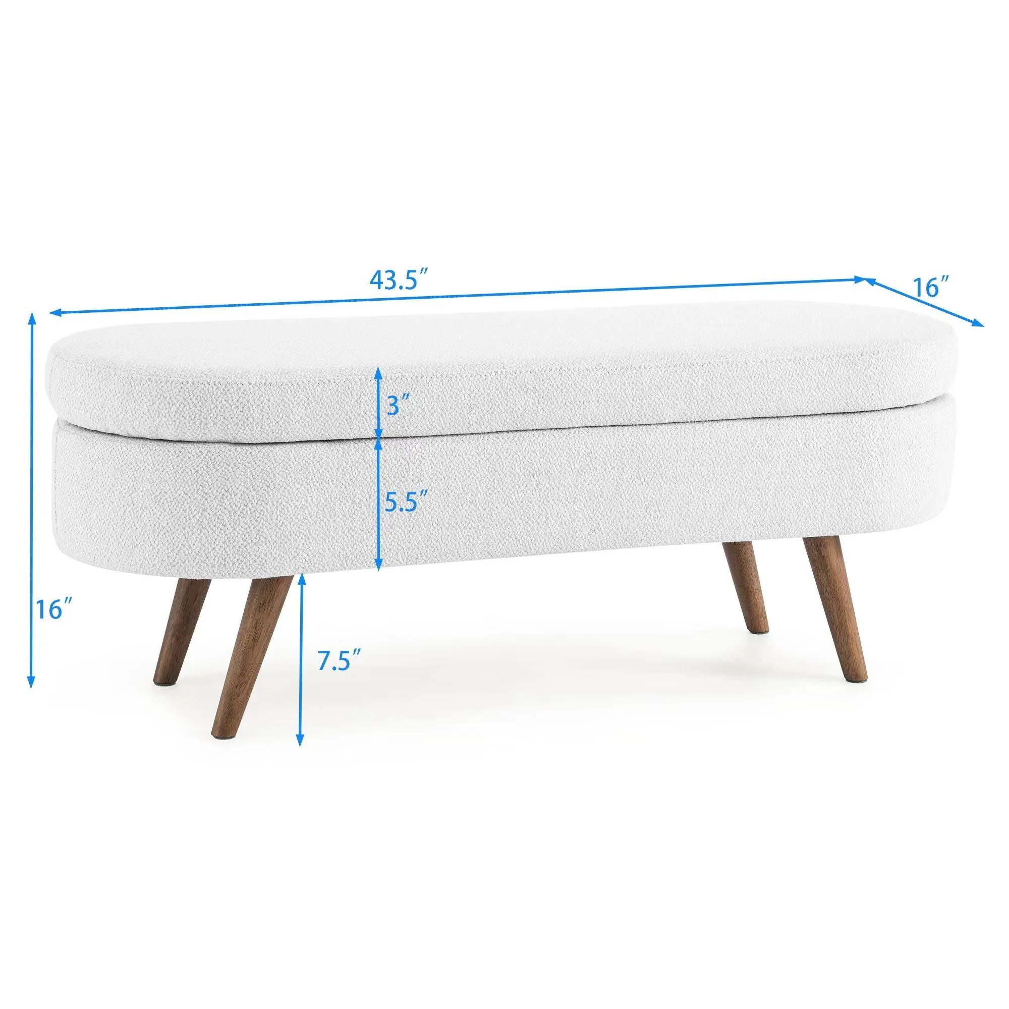 Ottoman Oval Storage Bench With Rubber Wood Legs - Image 14