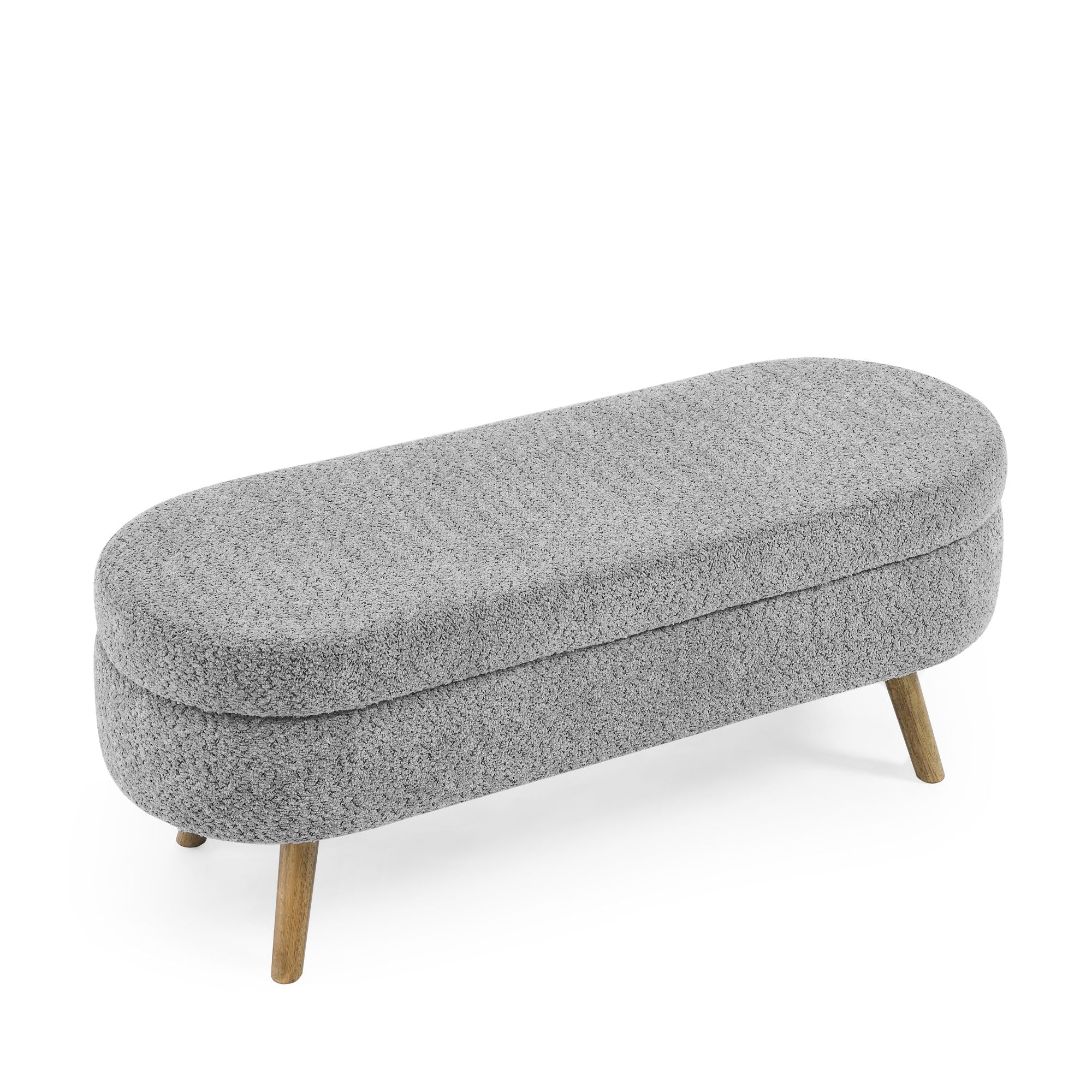 Ottoman Oval Storage Bench With Rubber Wood Legs - Image 2