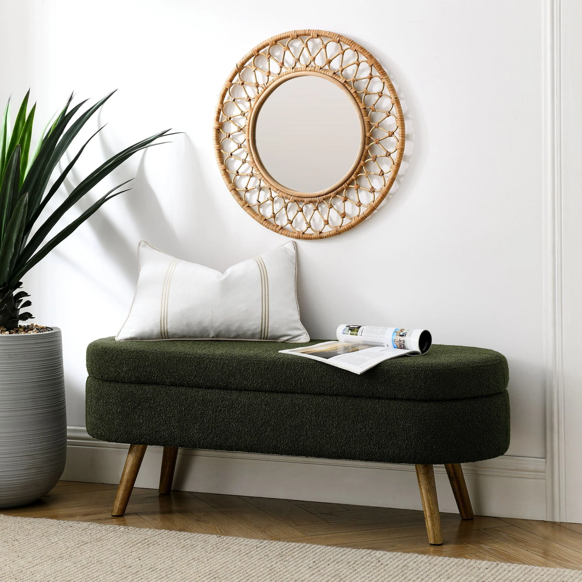 Ottoman Oval Storage Bench With Rubber Wood Legs - Image 21