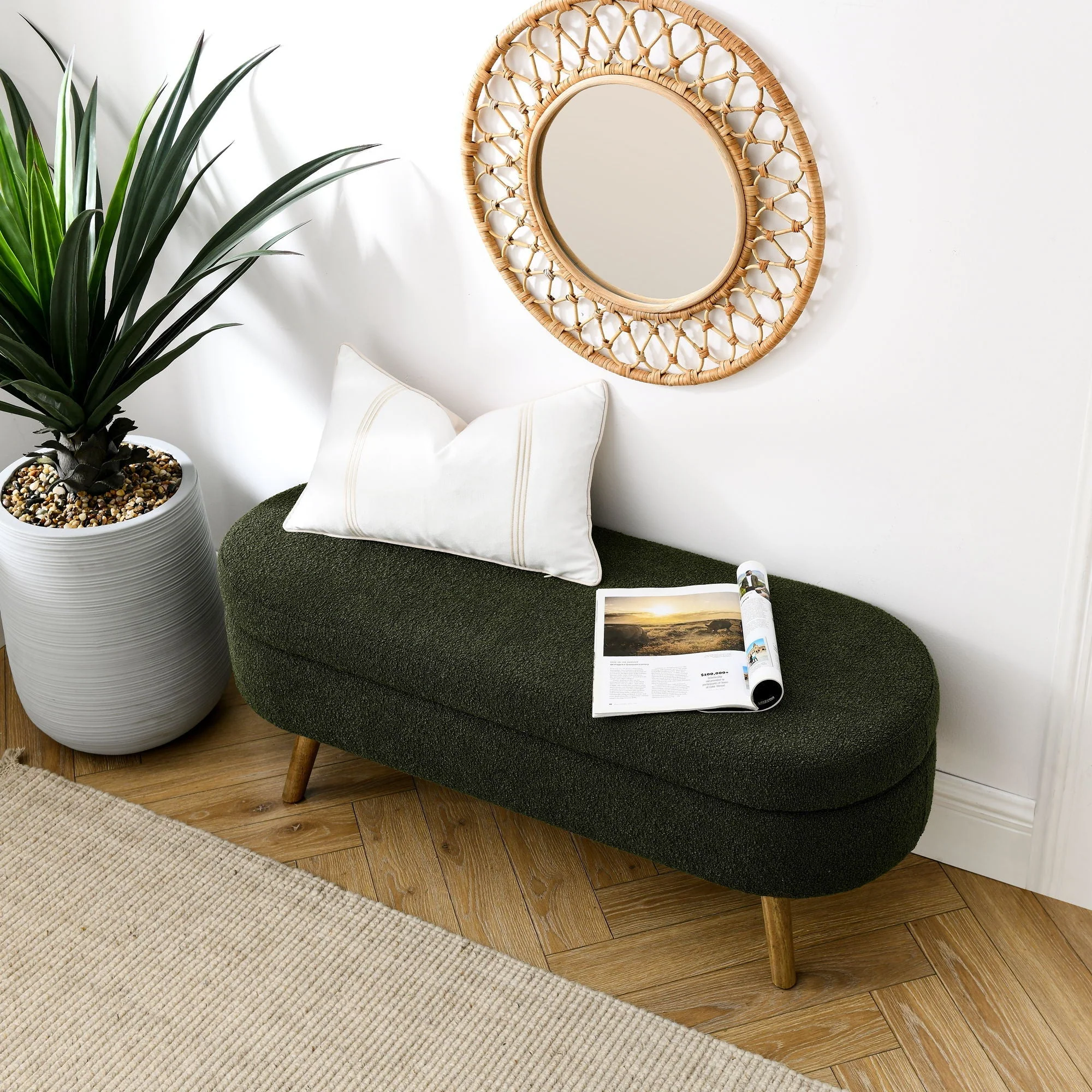 Ottoman Oval Storage Bench With Rubber Wood Legs - Image 26