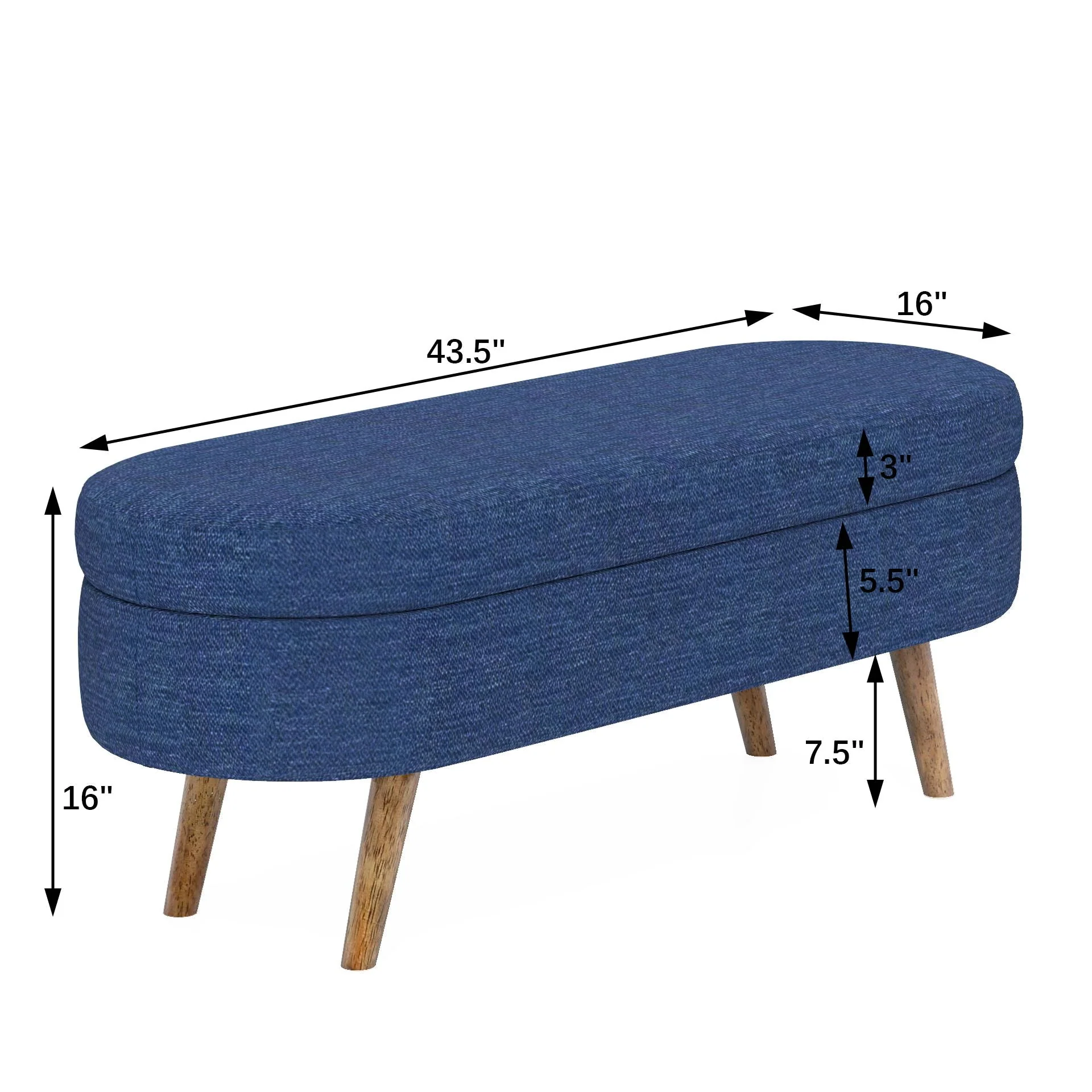 Ottoman Oval Storage Bench With Rubber Wood Legs - Image 28