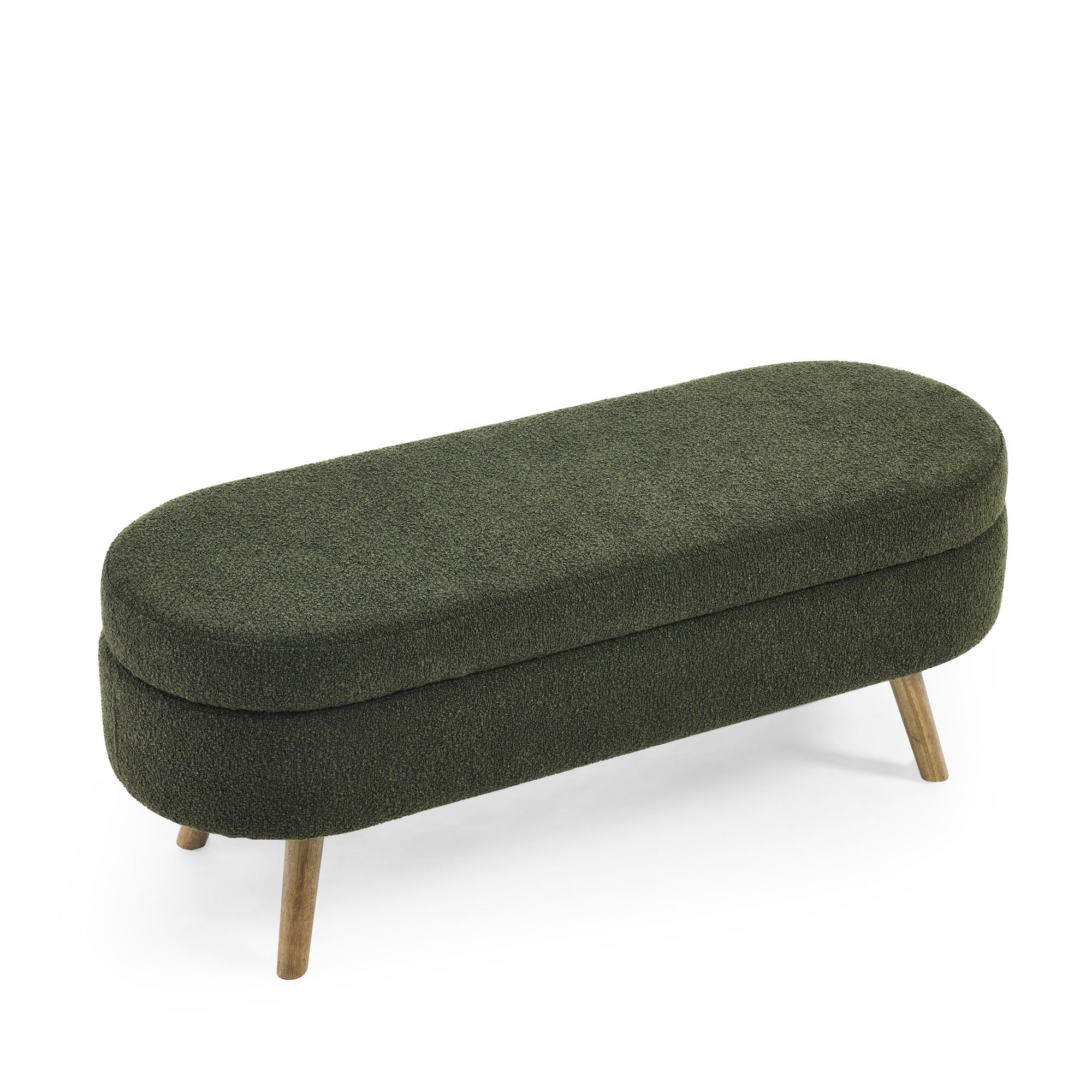 Ottoman Oval Storage Bench With Rubber Wood Legs - Image 3