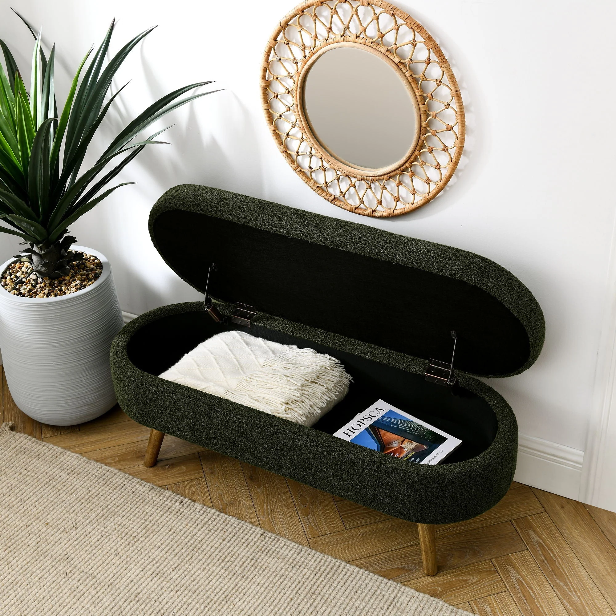 Ottoman Oval Storage Bench With Rubber Wood Legs - Image 31