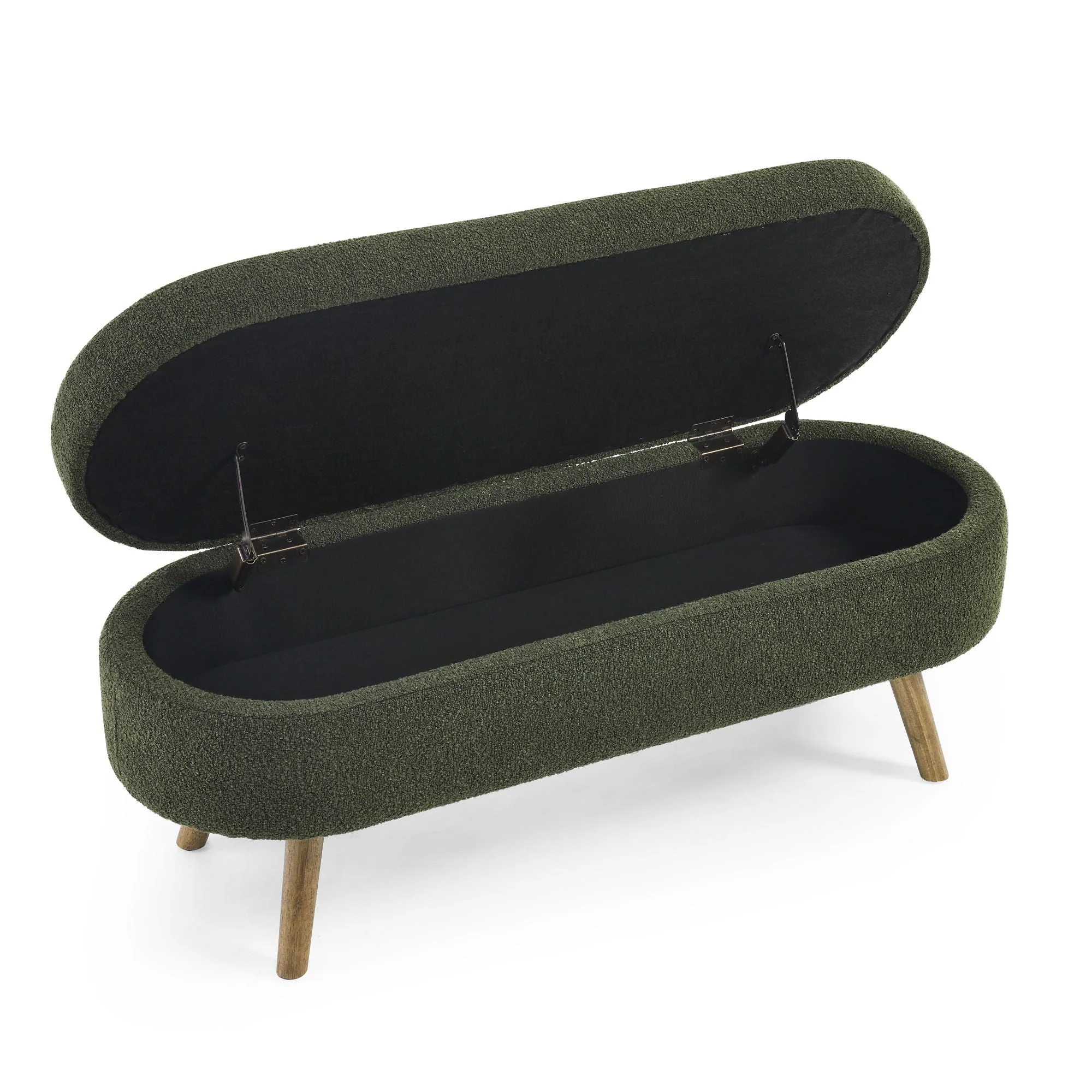 Ottoman Oval Storage Bench With Rubber Wood Legs - Image 7