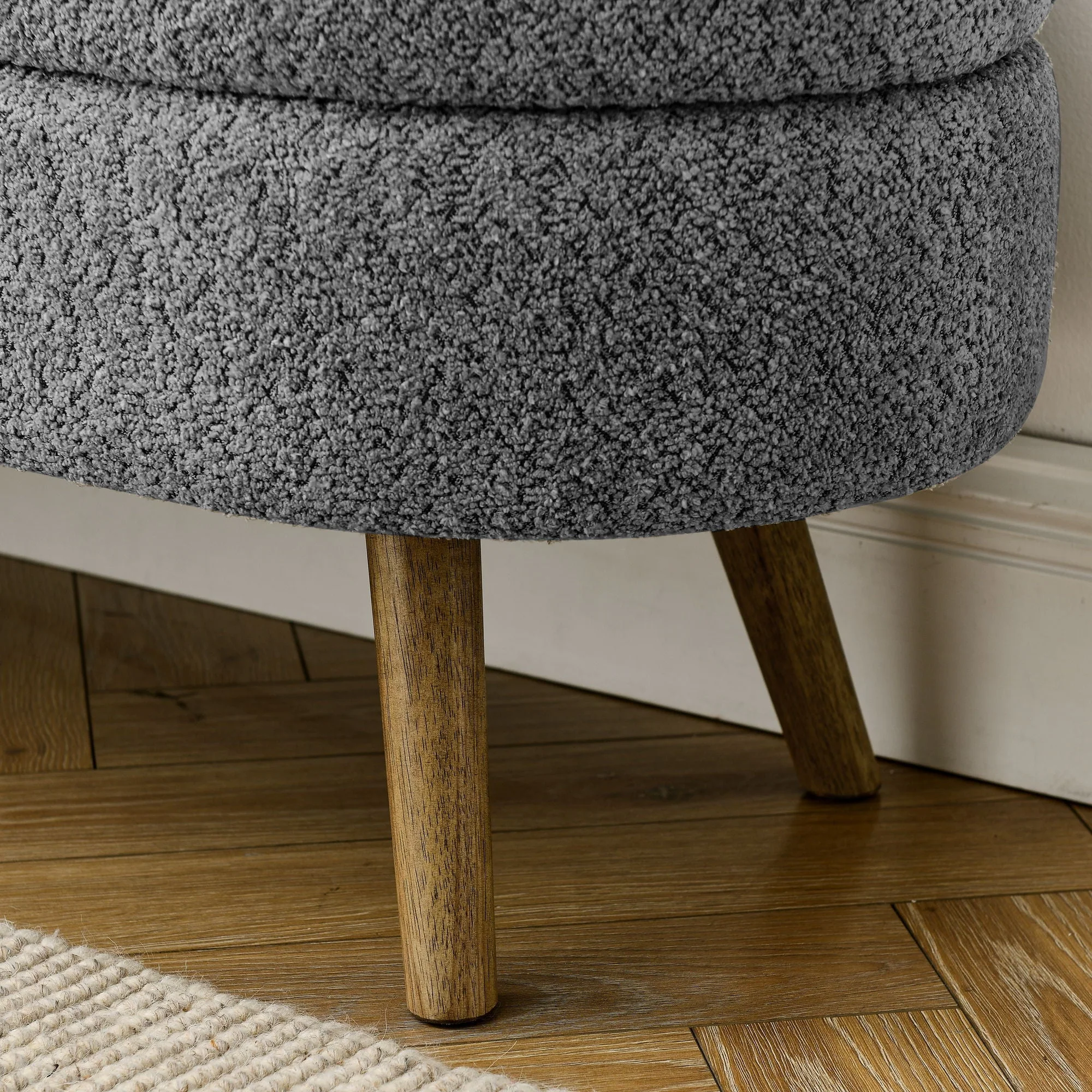 Ottoman Oval Storage Bench With Rubber Wood Legs - Image 8