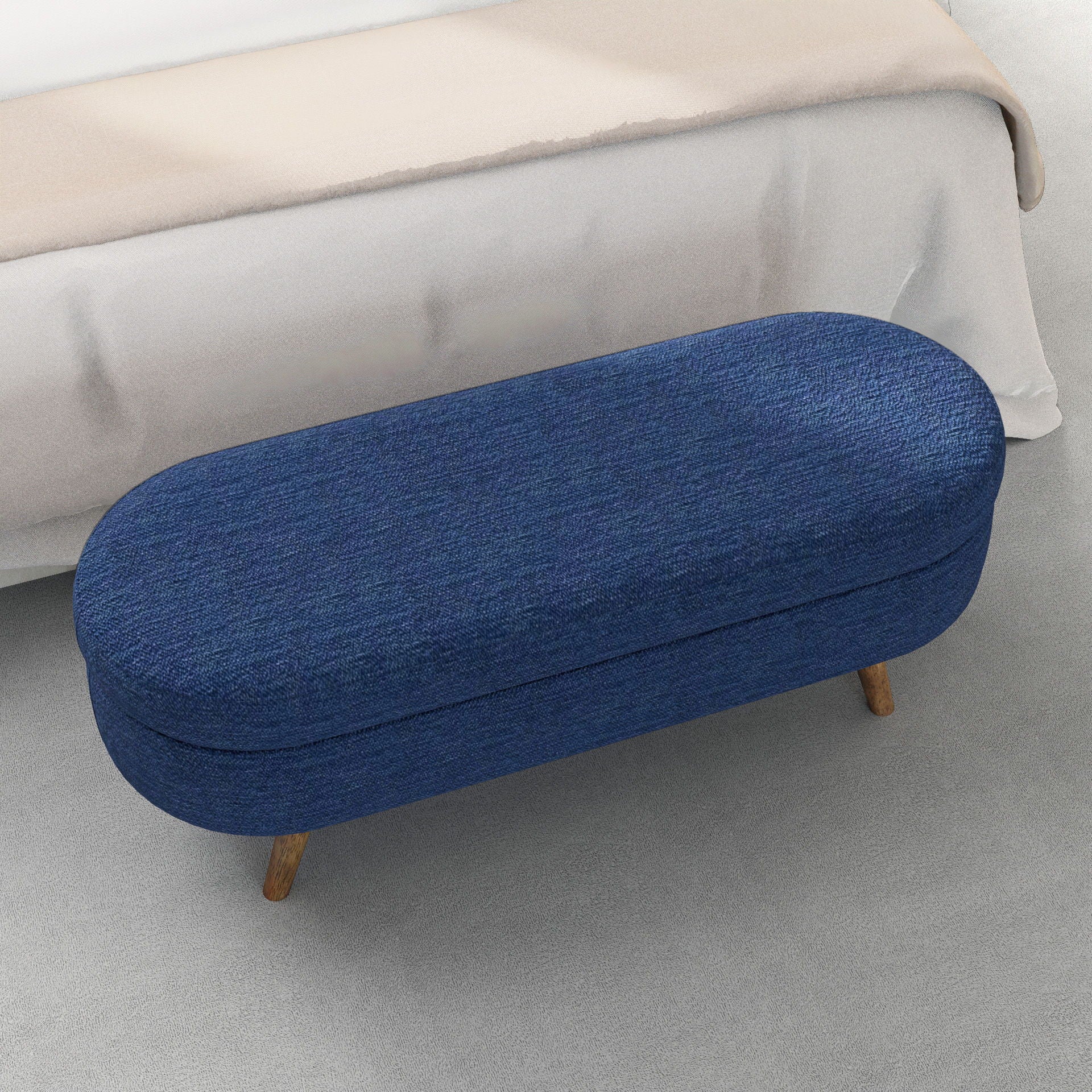 Ottoman Oval Storage Bench With Rubber Wood Legs - Image 9