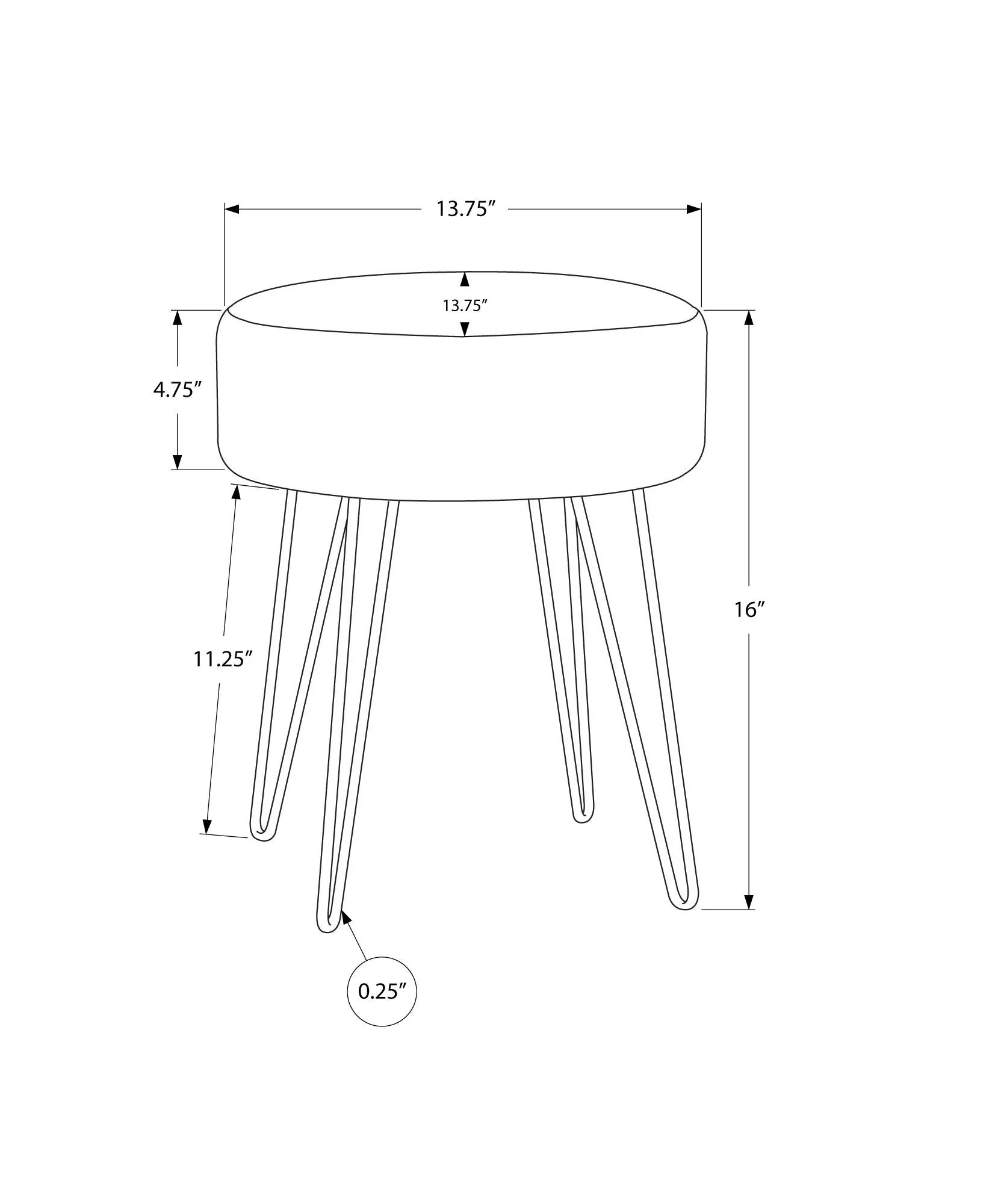 Ottoman, Pouf, Footrest, Foot Stool, Round Metal Legs, Contemporary, Modern - Image 5