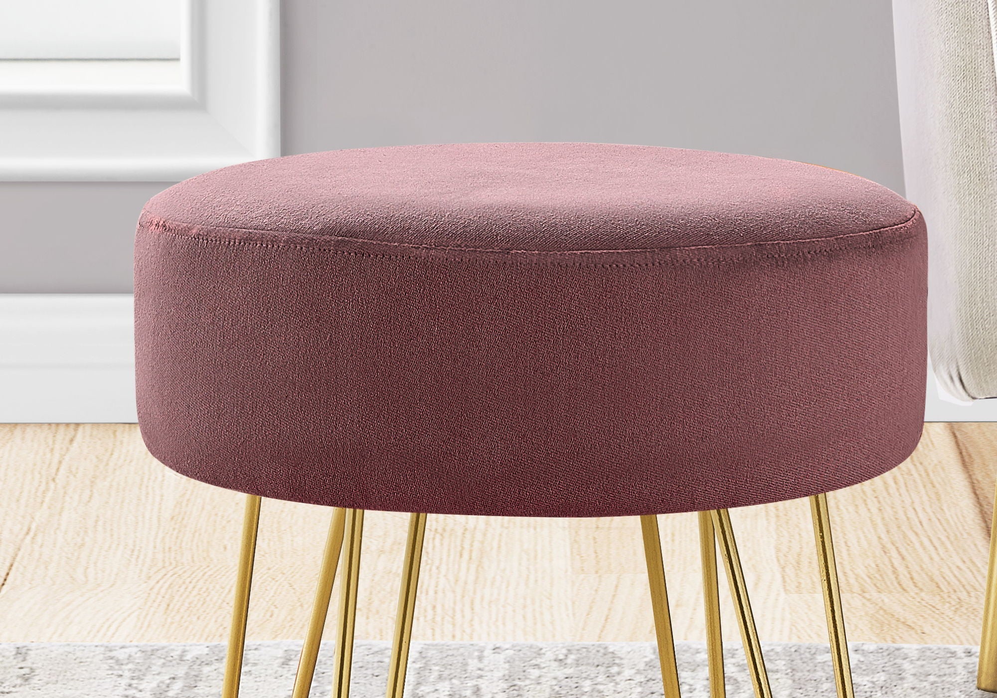 Ottoman, Pouf, Footrest, Foot Stool, Round Metal Legs, Contemporary, Modern - Image 8