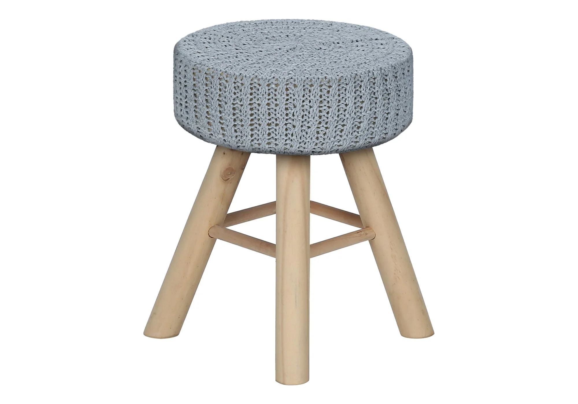Ottoman, Pouf, Footrest, Foot Stool, Round, Natural Wood Legs, Contemporary, Modern - Image 2