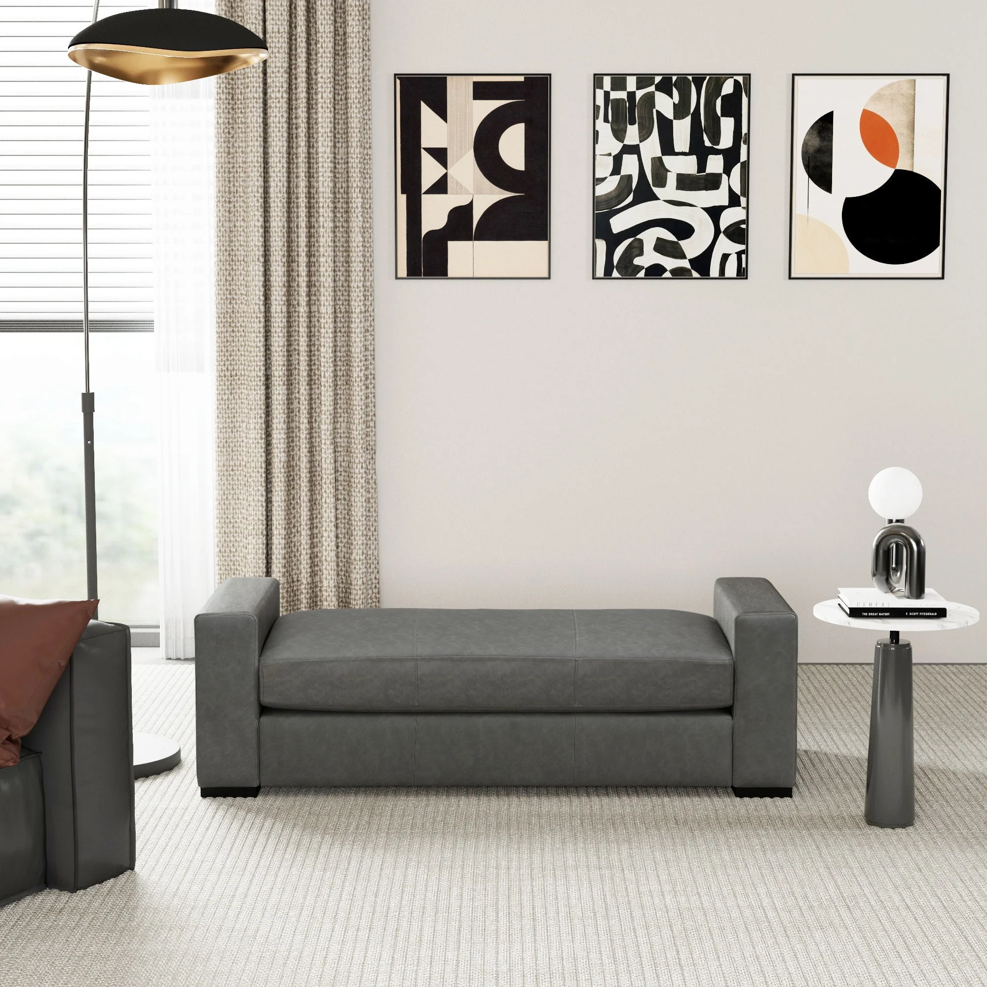 Ottoman With Unique Armrest Design For Living Spaces - Image 3