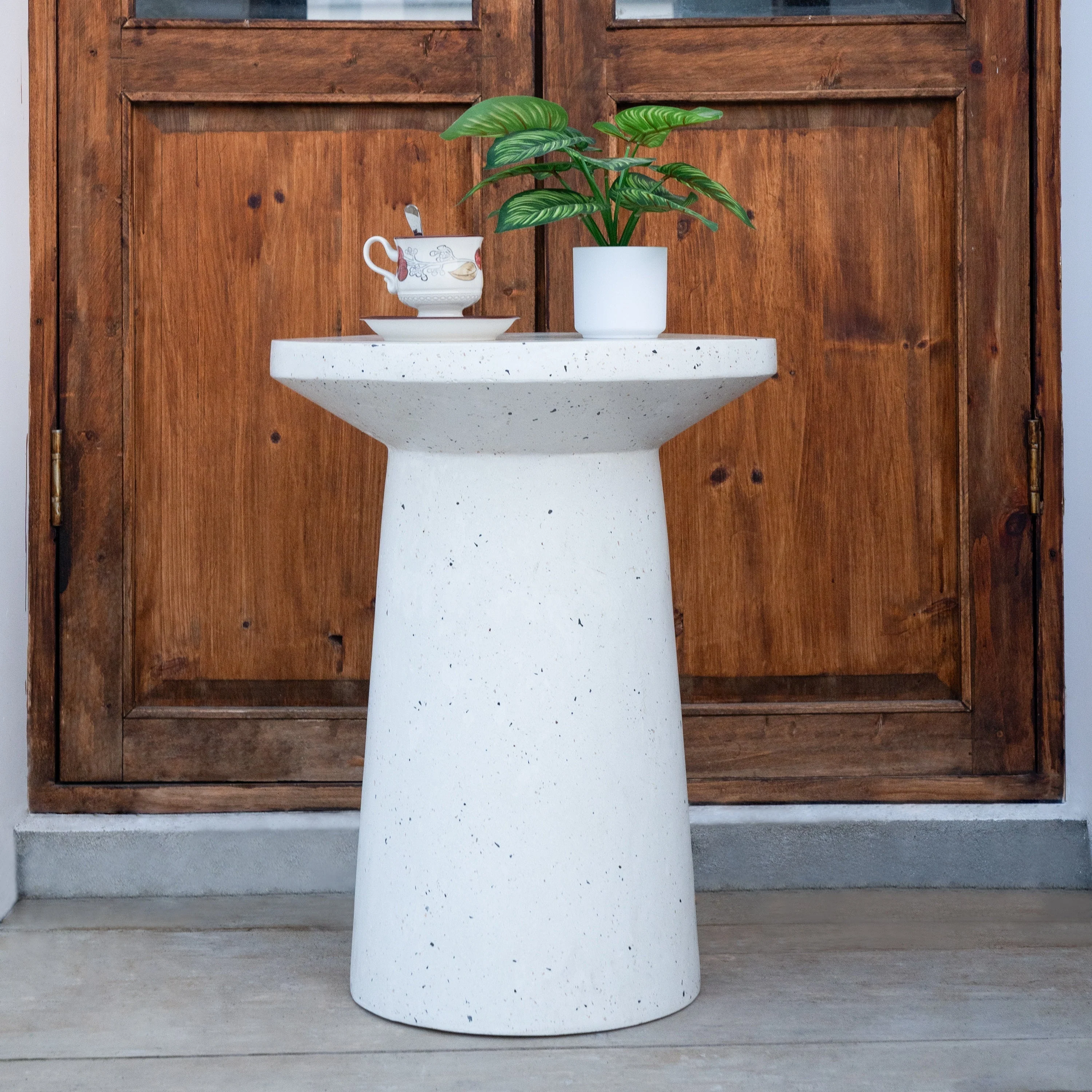 Outdoor 24' H MGO Terrazzo Side Table, White - Image 2