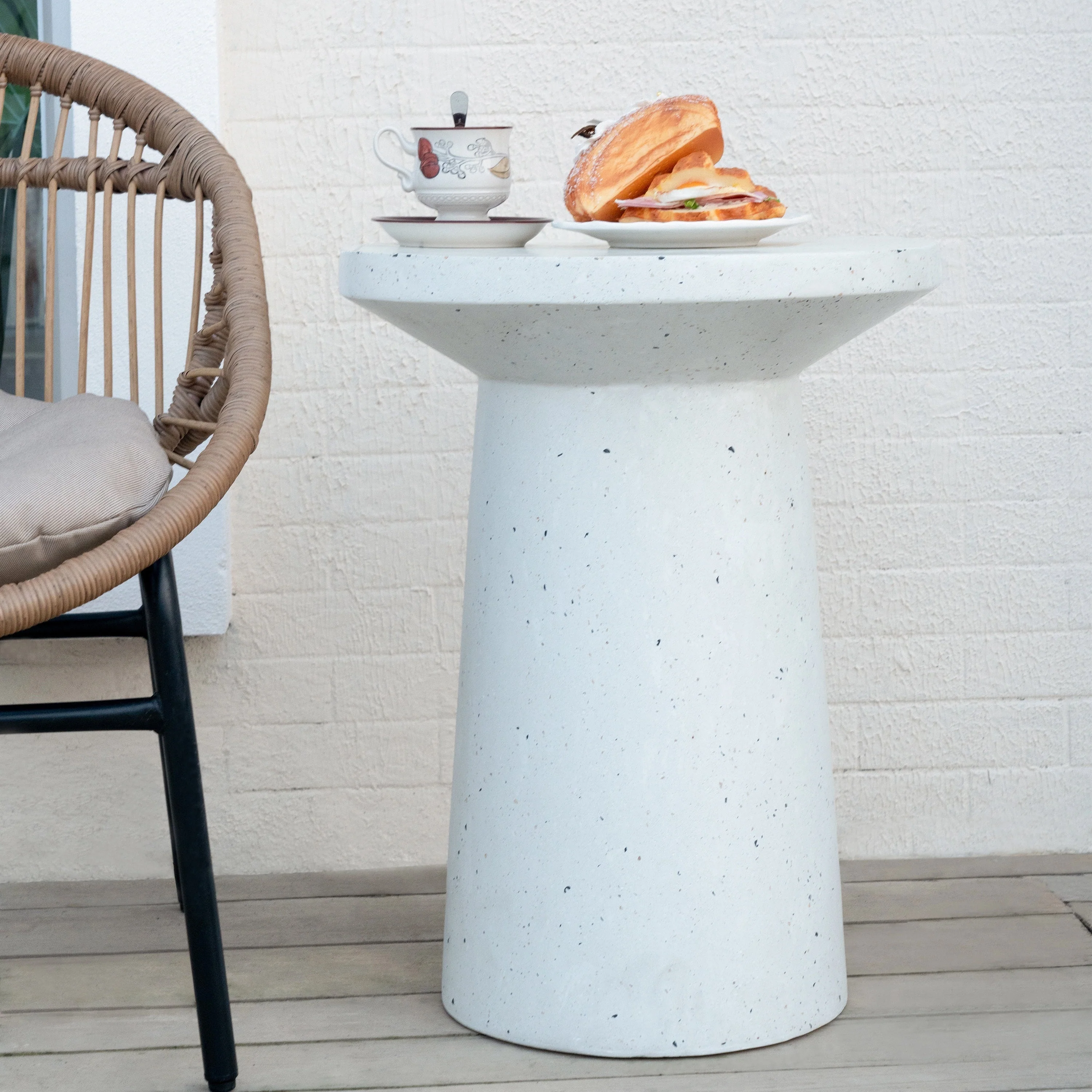 Outdoor 24' H MGO Terrazzo Side Table, White - Image 5
