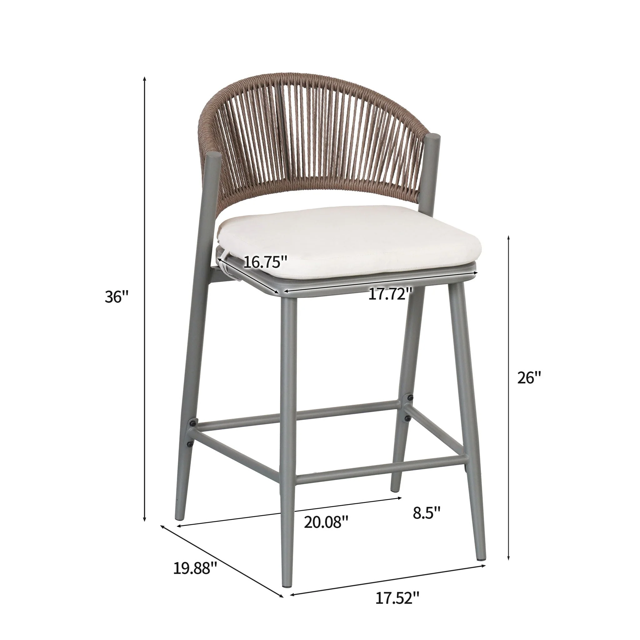 Outdoor 26" Counter Height Metal Frame Counter Stools With Scallop Shaped Backrest & Water Resistant Cushions - Image 12