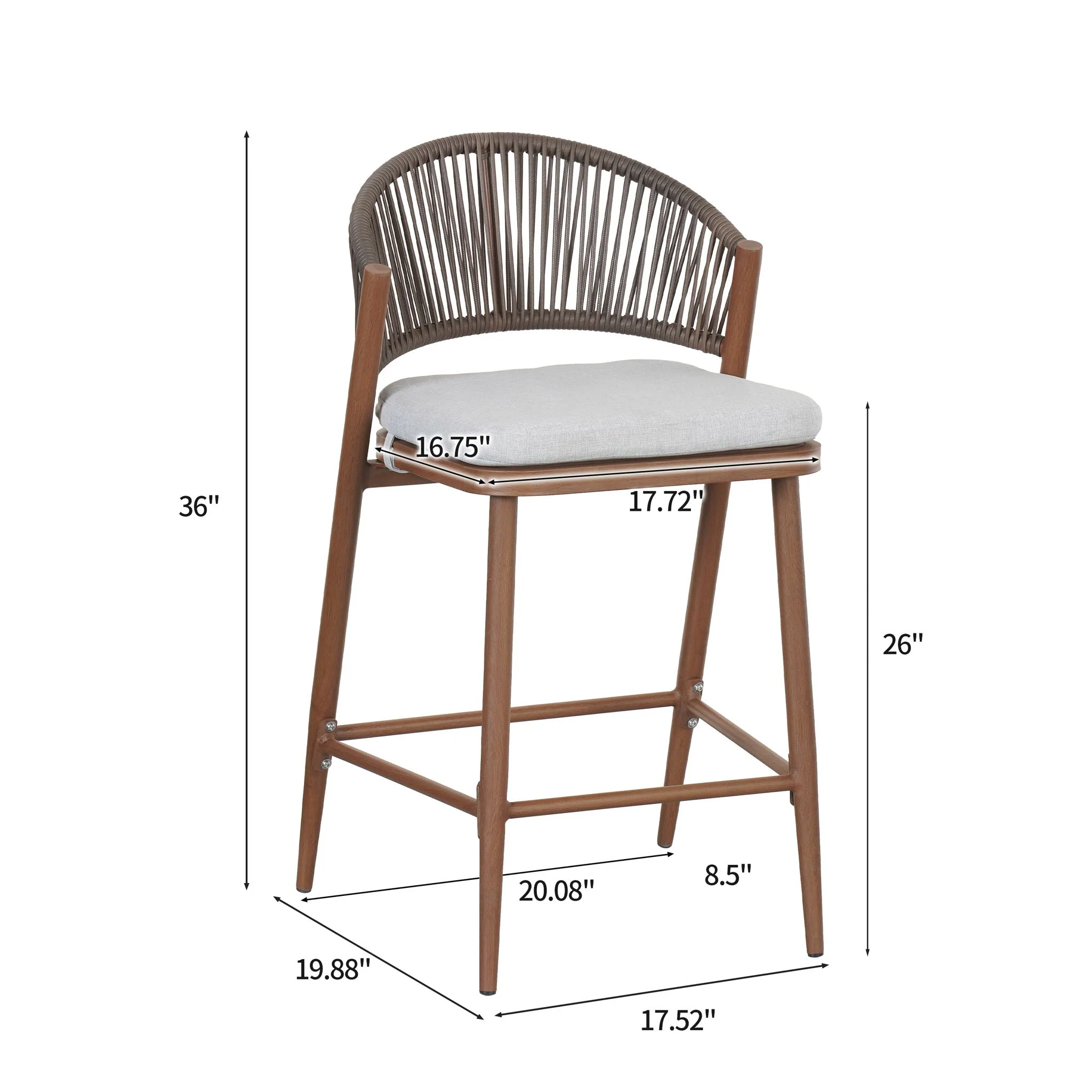 Outdoor 26" Counter Height Metal Frame Counter Stools With Scallop Shaped Backrest & Water Resistant Cushions - Image 13