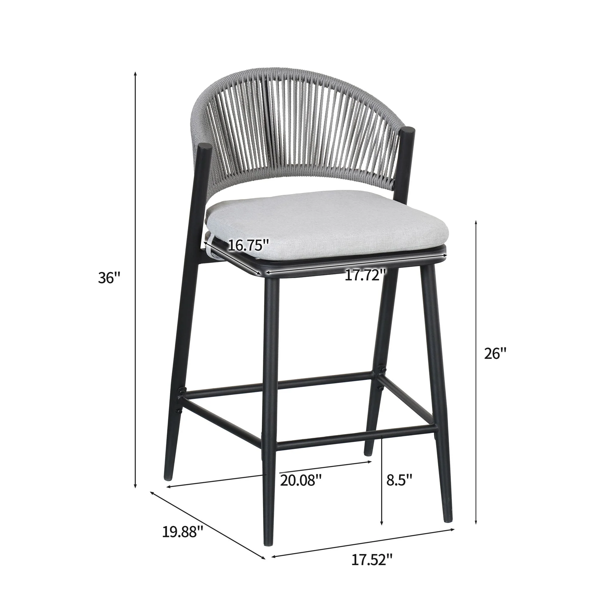 Outdoor 26" Counter Height Metal Frame Counter Stools With Scallop Shaped Backrest & Water Resistant Cushions - Image 14