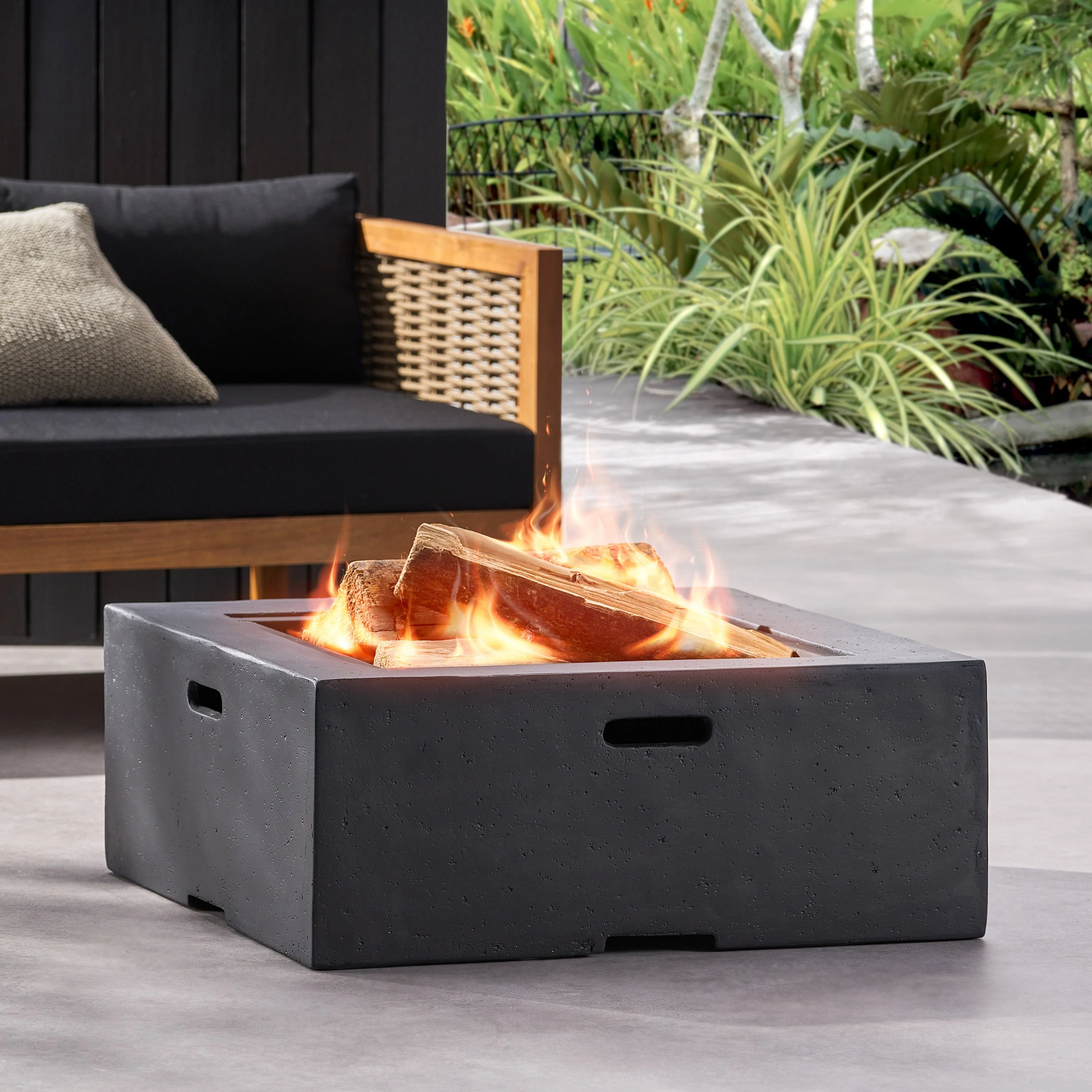Outdoor 29' Square MgO Wood-Burning Fire Pit, Dark Gray - Image 6