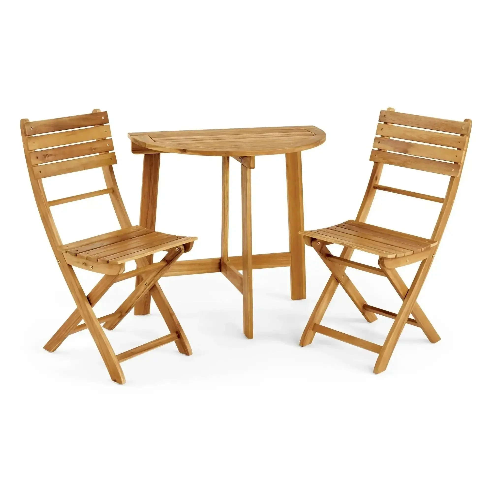Outdoor 3 Piece Half Round Folding Bistro Set - Image 2